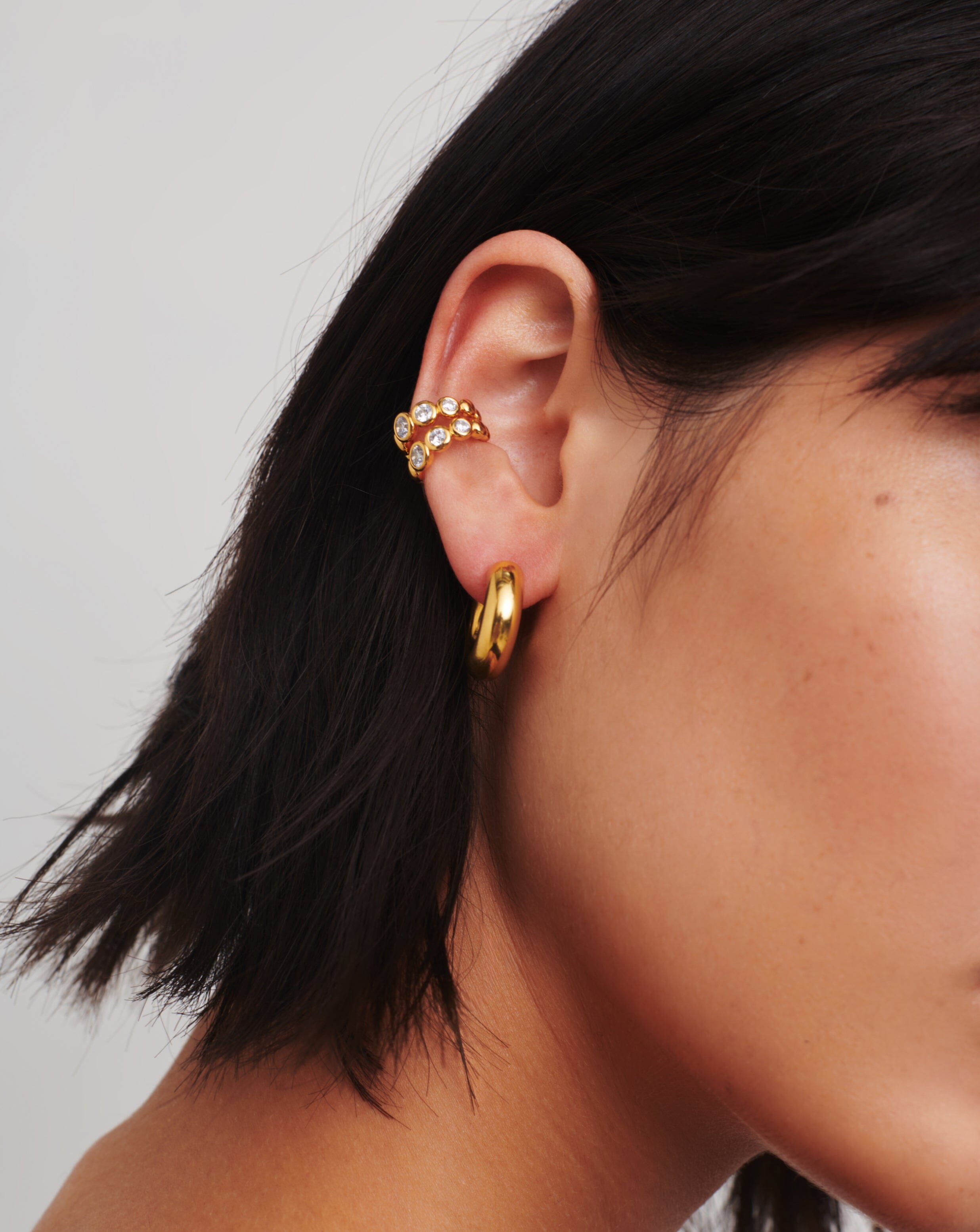 Articulated Beaded Stone Double Ear Cuff | 18ct Gold Plated Vermeil/Cubic Zirconia Earrings Missoma 