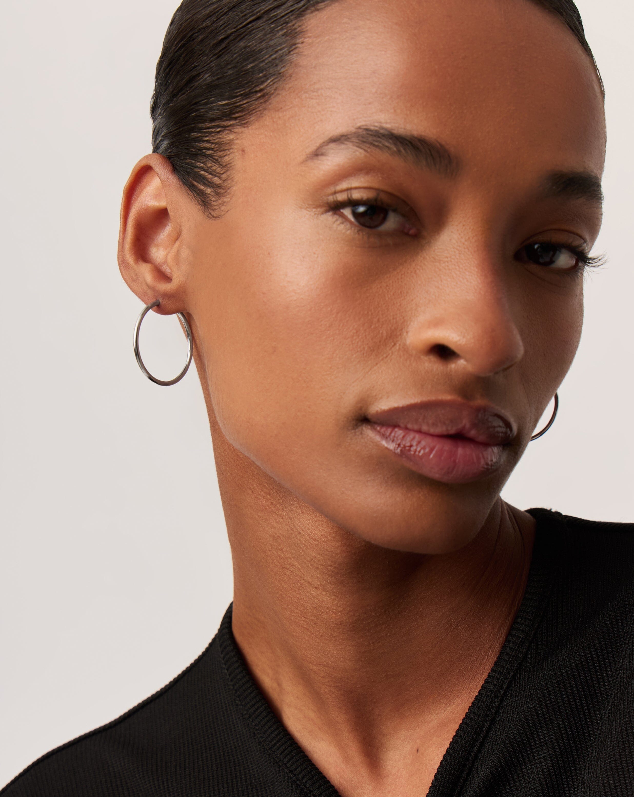 Classic Medium Hoop Earrings | Rhodium Plated on Recycled Sterling Silver Earrings Missoma 