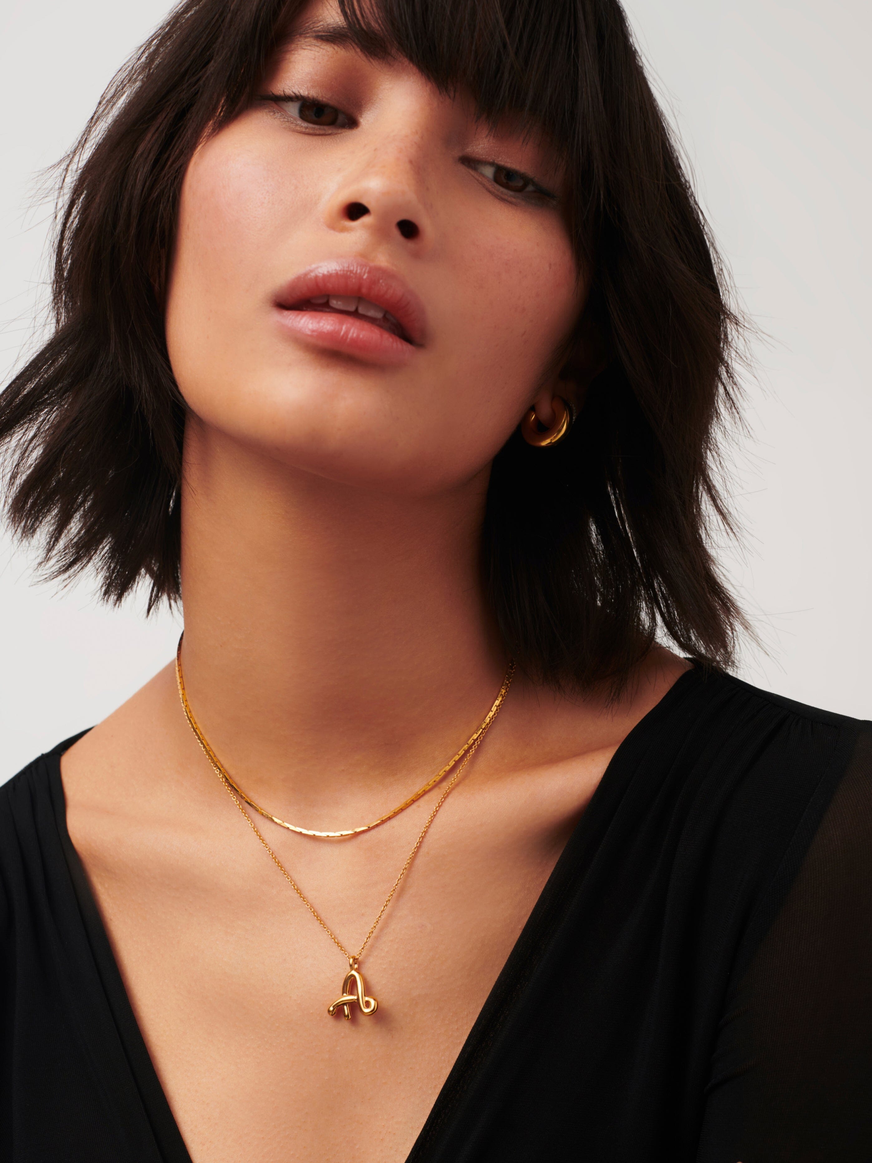 Curly Molten Initial Pendant Necklace - Initial A | 18ct Gold Plated Vermeil Necklaces Missoma 