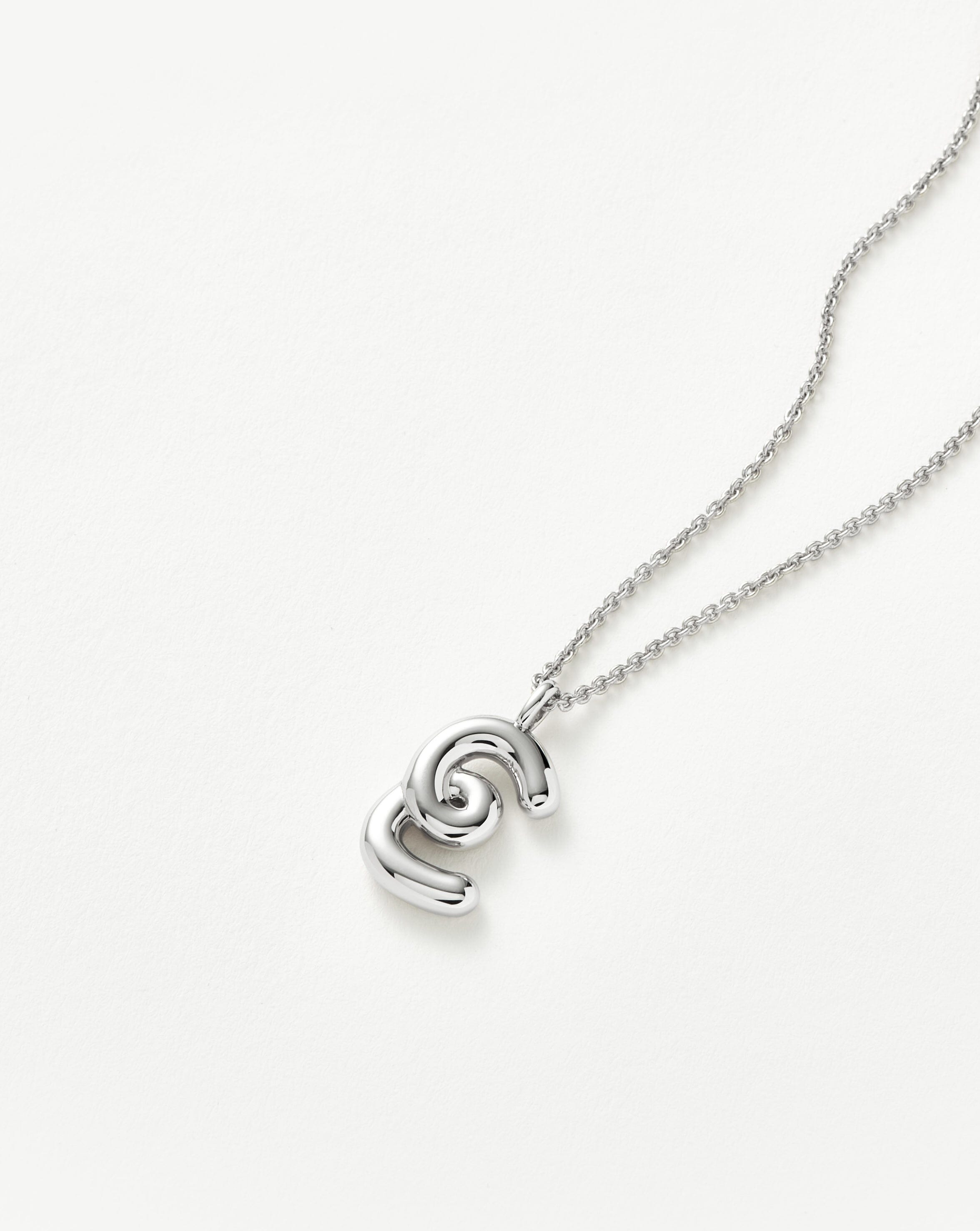 Curly Molten Initial Pendant Necklace - Initial E | Sterling Silver Necklaces Missoma 