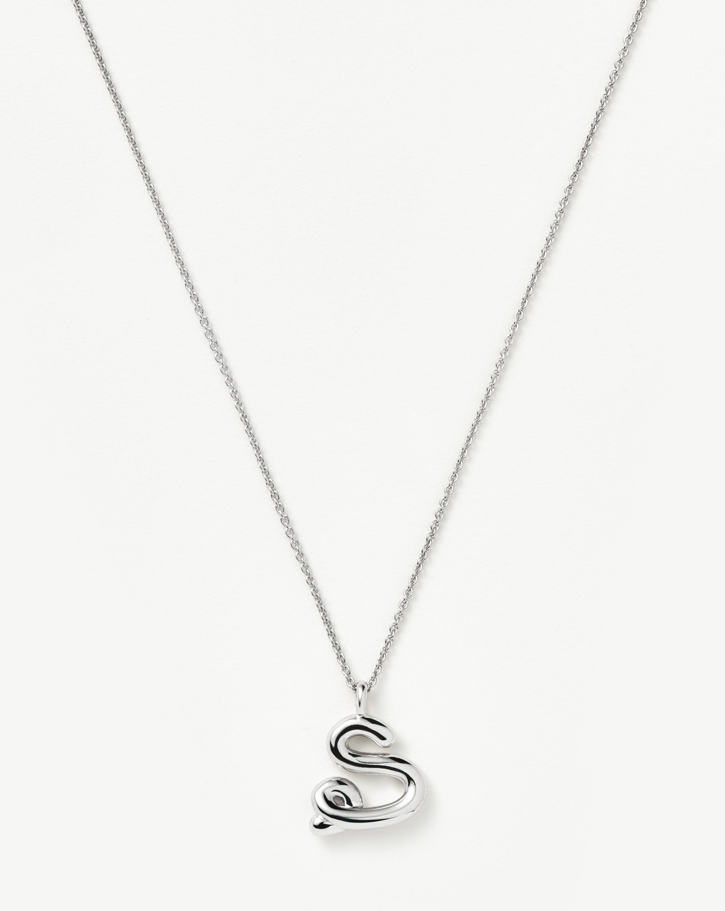 Curly Molten Initial Pendant Necklace - Initial S | Sterling Silver Necklaces Missoma 