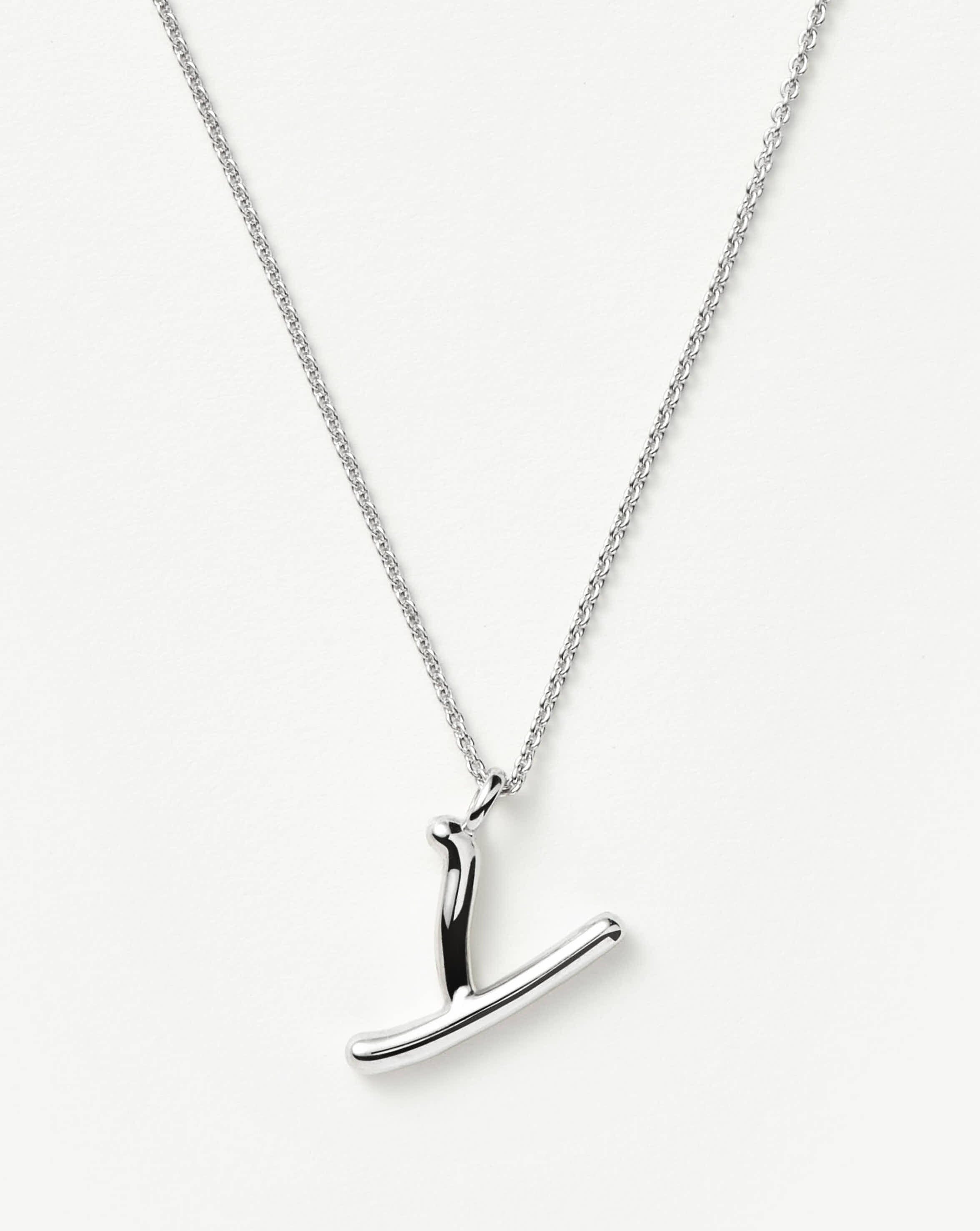 Curly Molten Initial Pendant Necklace - Initial Y | Sterling Silver Necklaces Missoma 