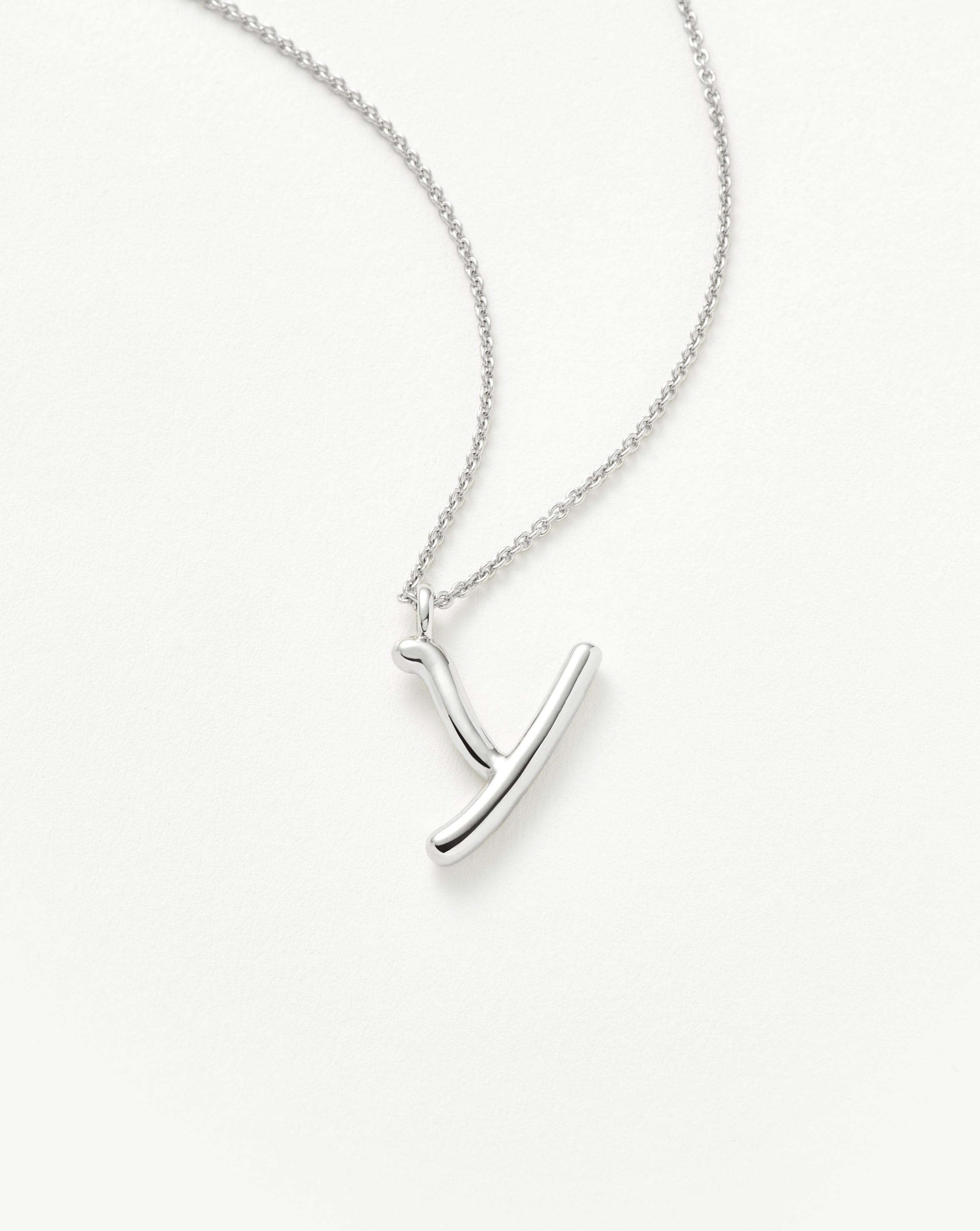 Curly Molten Initial Pendant Necklace - Initial Y | Sterling Silver Necklaces Missoma 