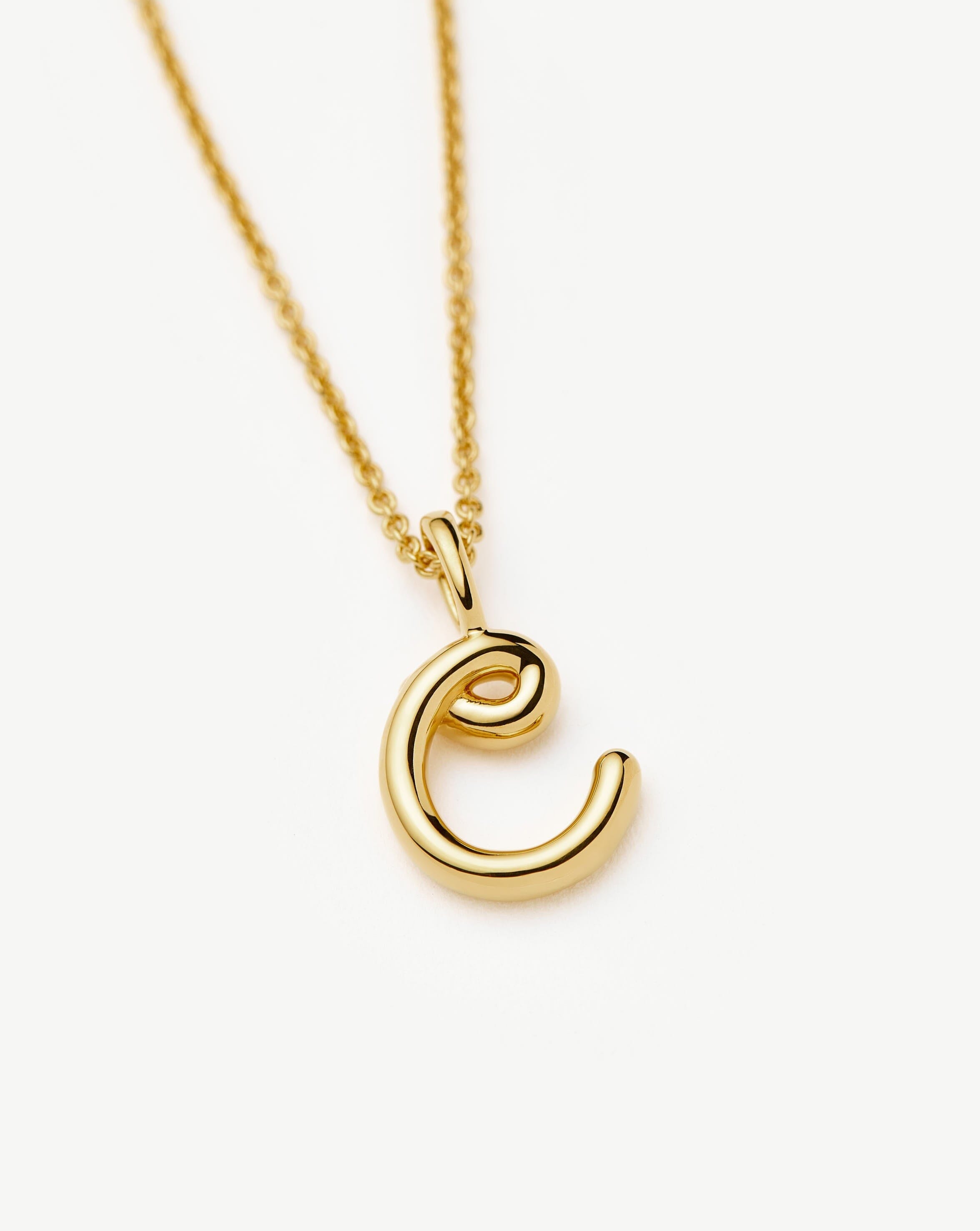 Curly Molten Mini Initial Necklace - C | 18ct Gold Vermeil Necklaces Missoma 