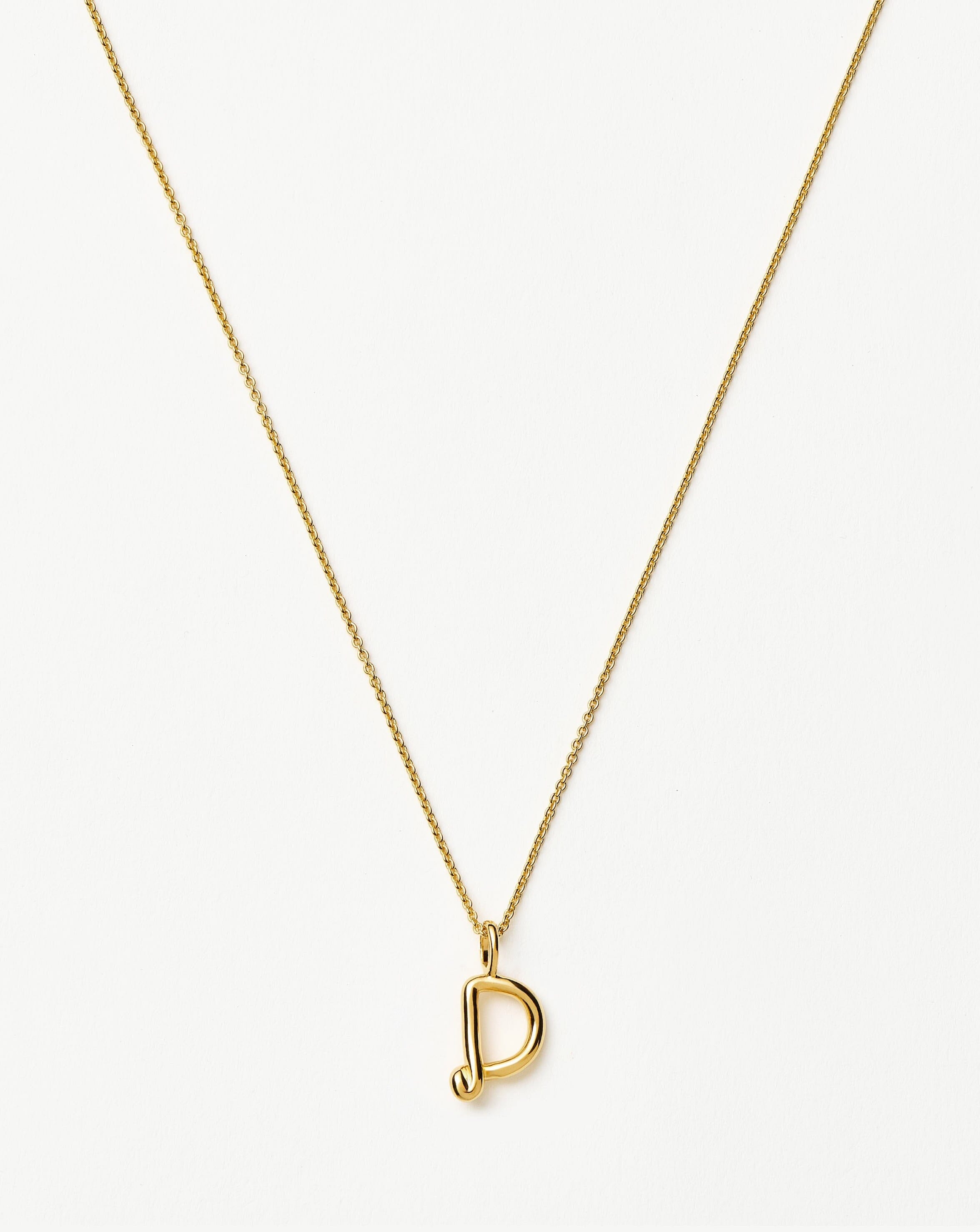 Curly Molten Mini Initial Necklace - D | 18ct Gold Vermeil Necklaces Missoma 