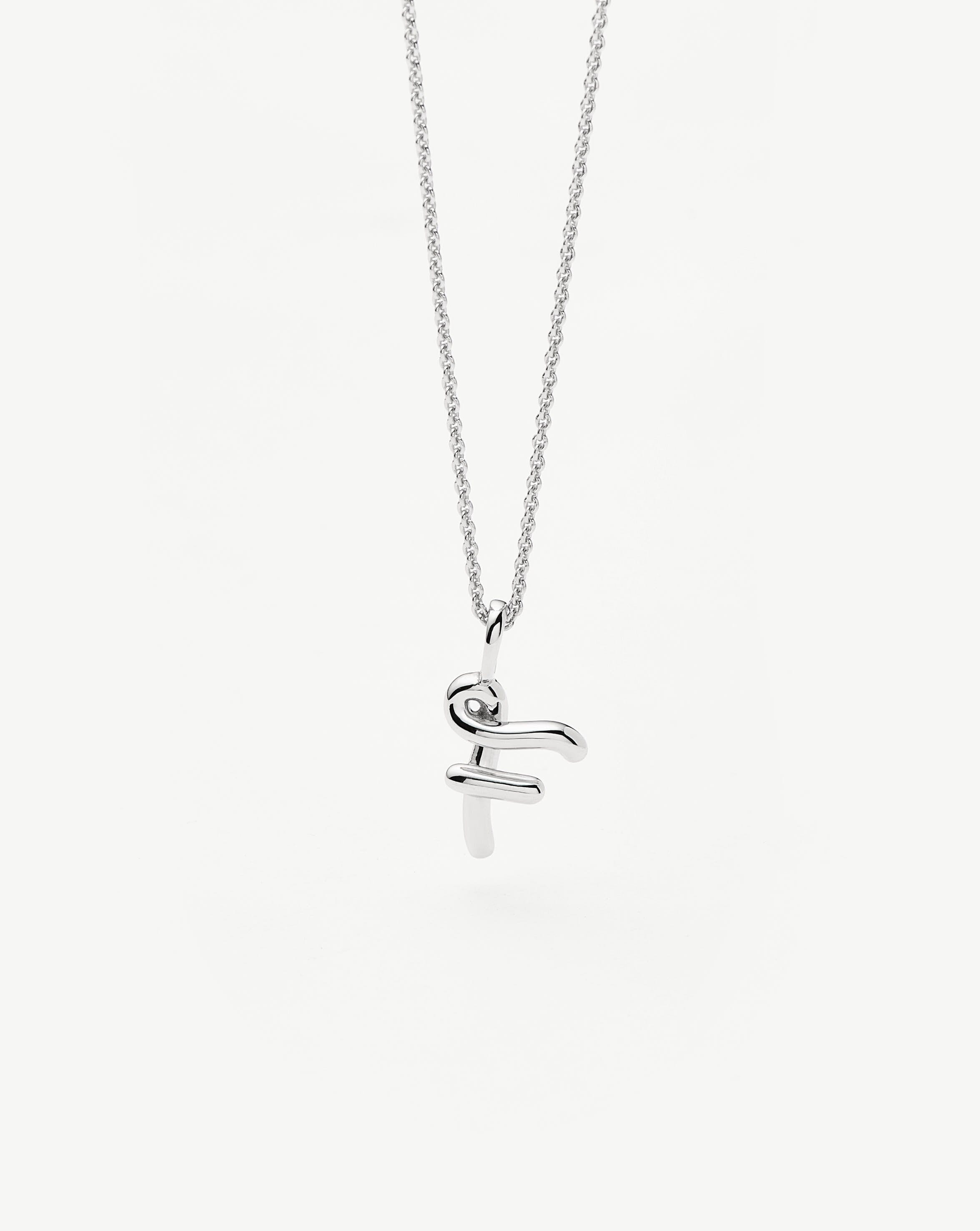 Curly Molten Mini Initial Necklace - F | Sterling Silver Necklaces Missoma 