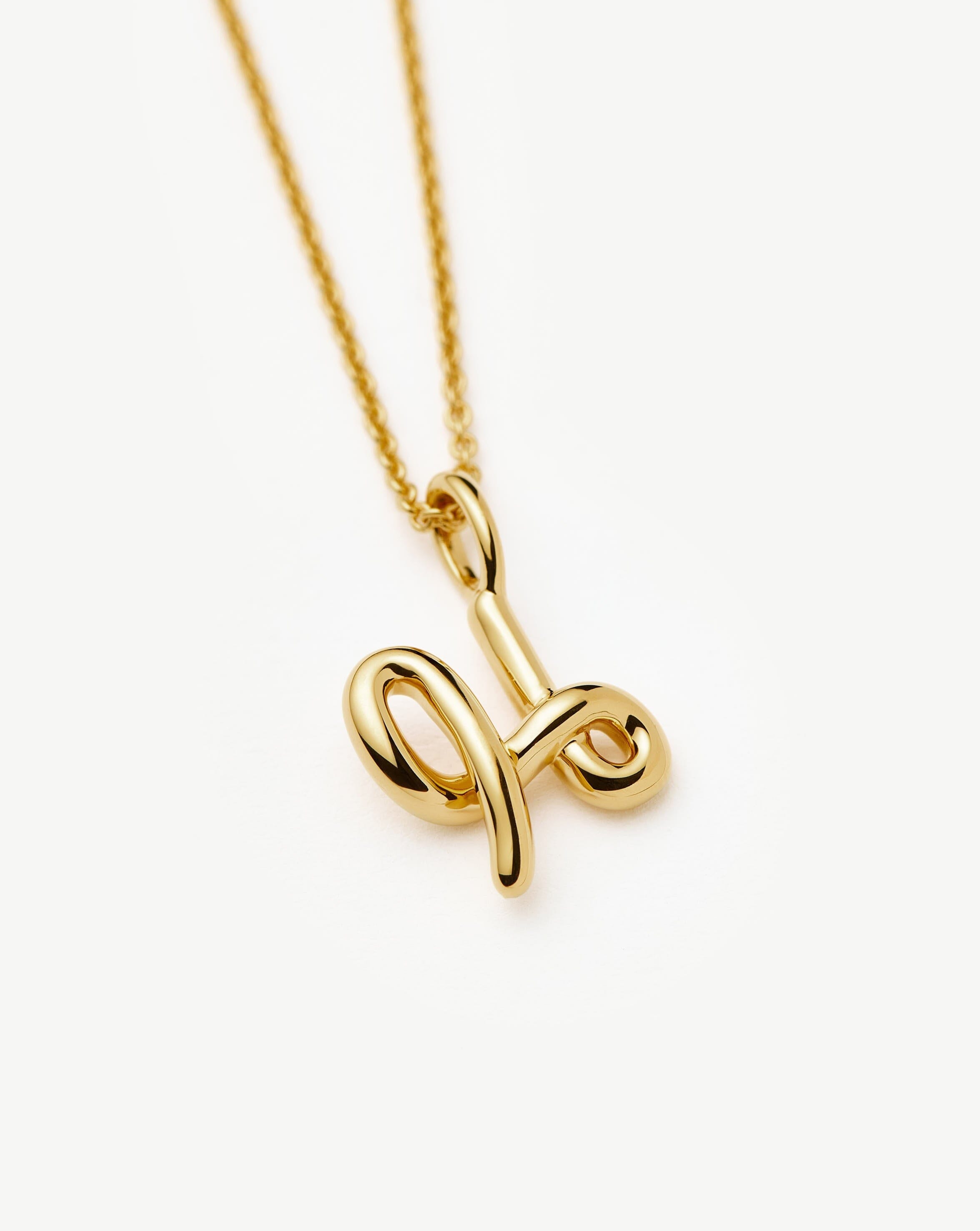 Curly Molten Mini Initial Necklace - H | 18ct Gold Vermeil Necklaces Missoma 