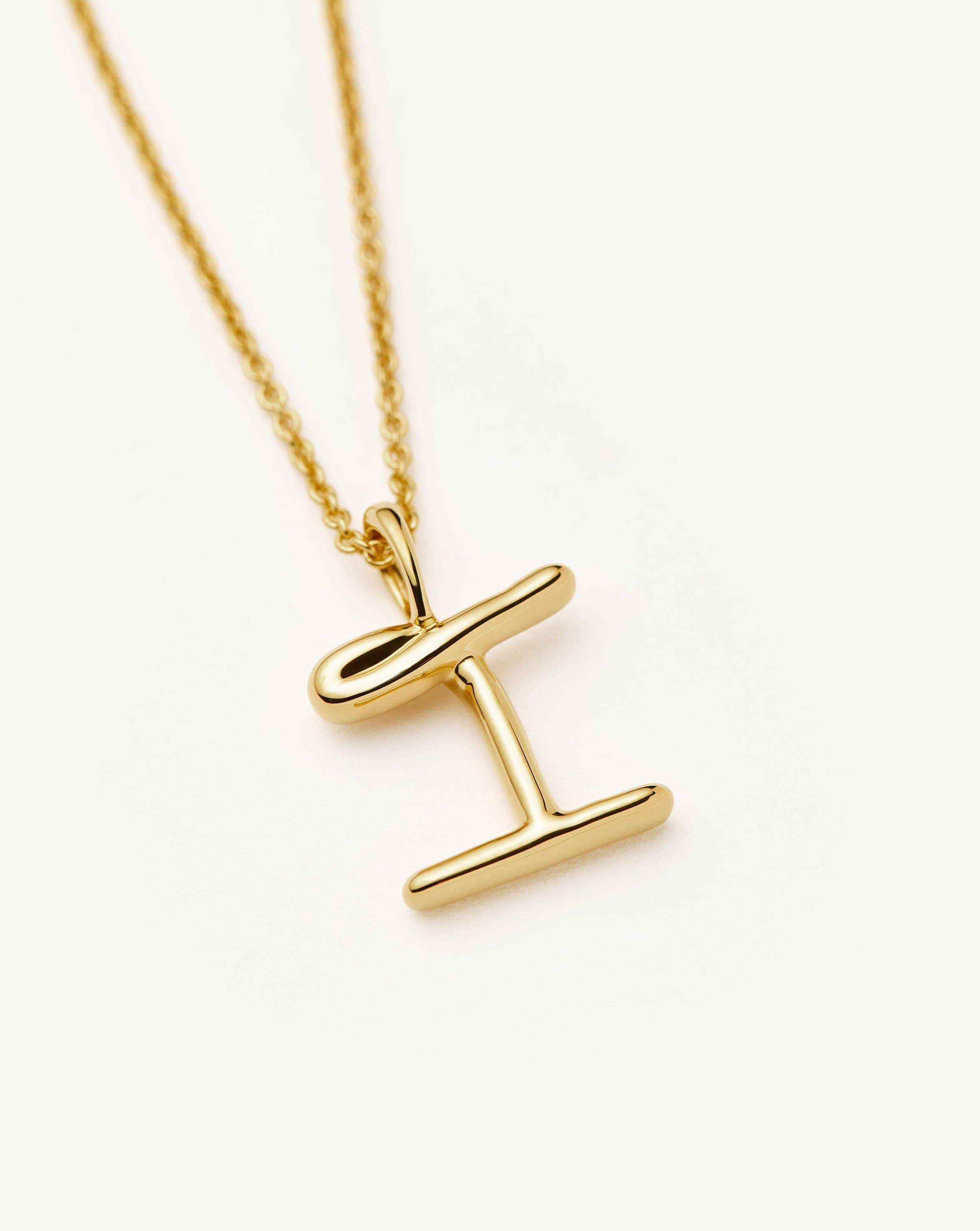 Curly Molten Mini Initial Necklace - I | 18ct Gold Vermeil Necklaces Missoma 