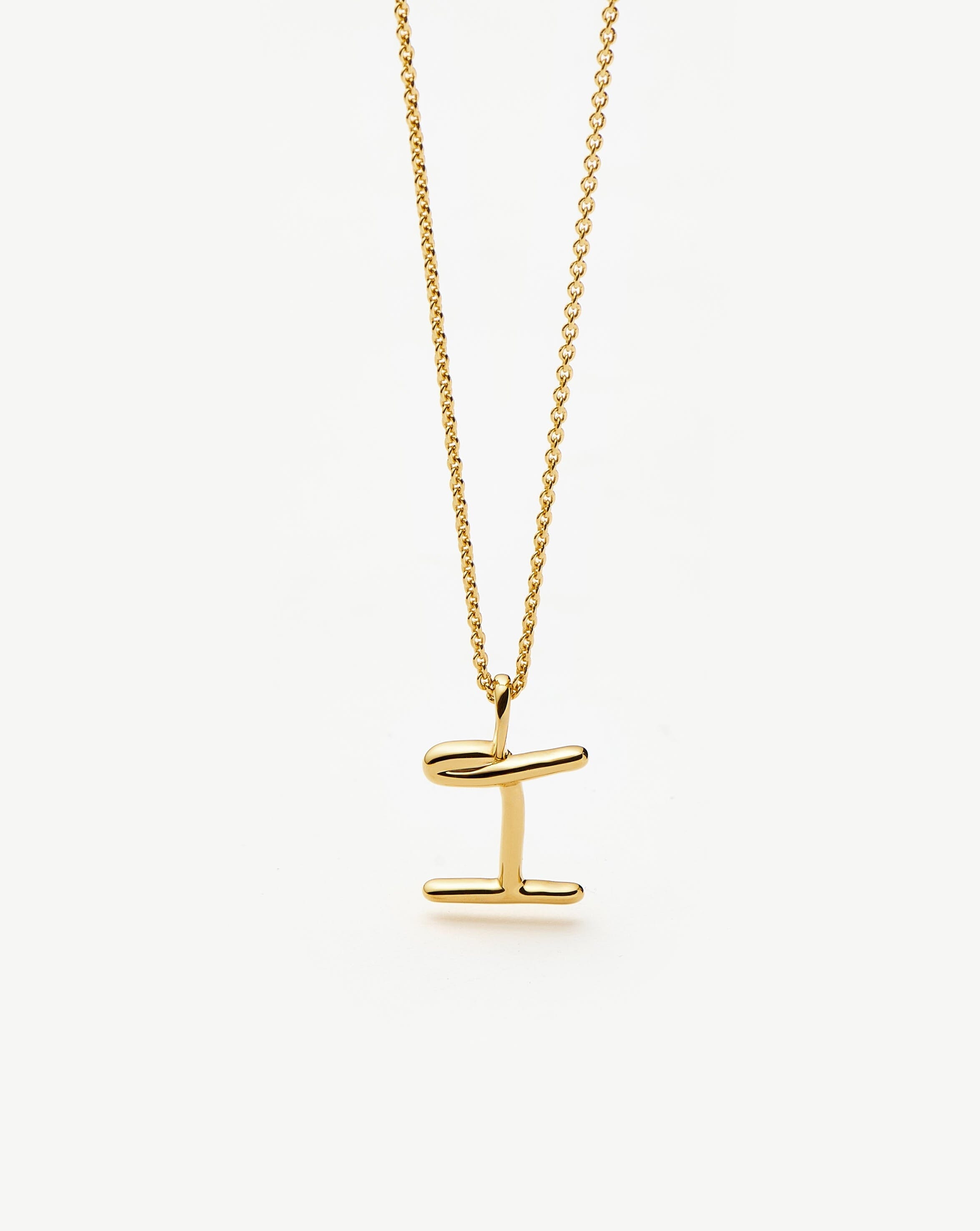 Curly Molten Mini Initial Necklace - I | 18ct Gold Vermeil Necklaces Missoma 