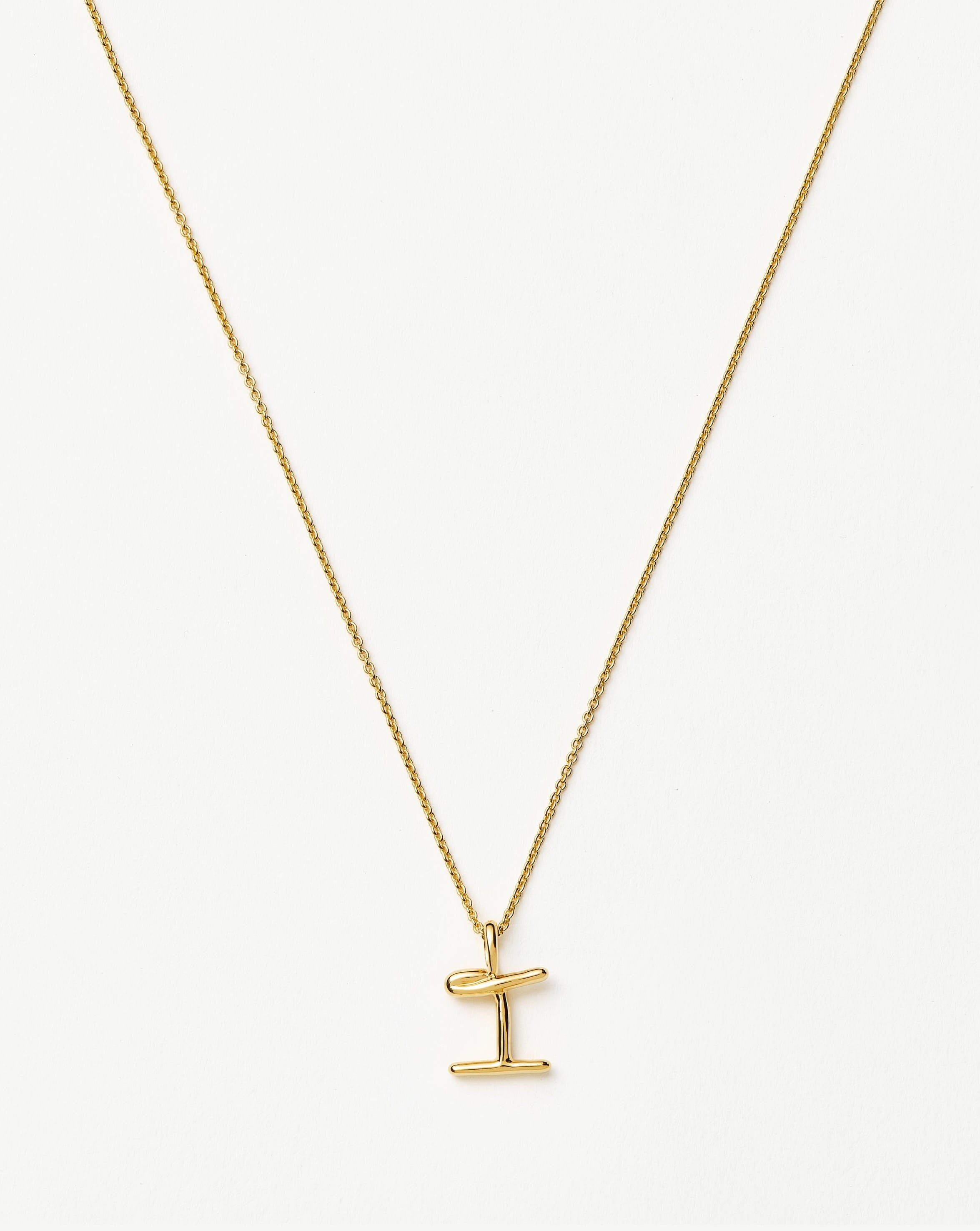 Curly Molten Mini Initial Necklace - I | 18ct Gold Vermeil Necklaces Missoma 