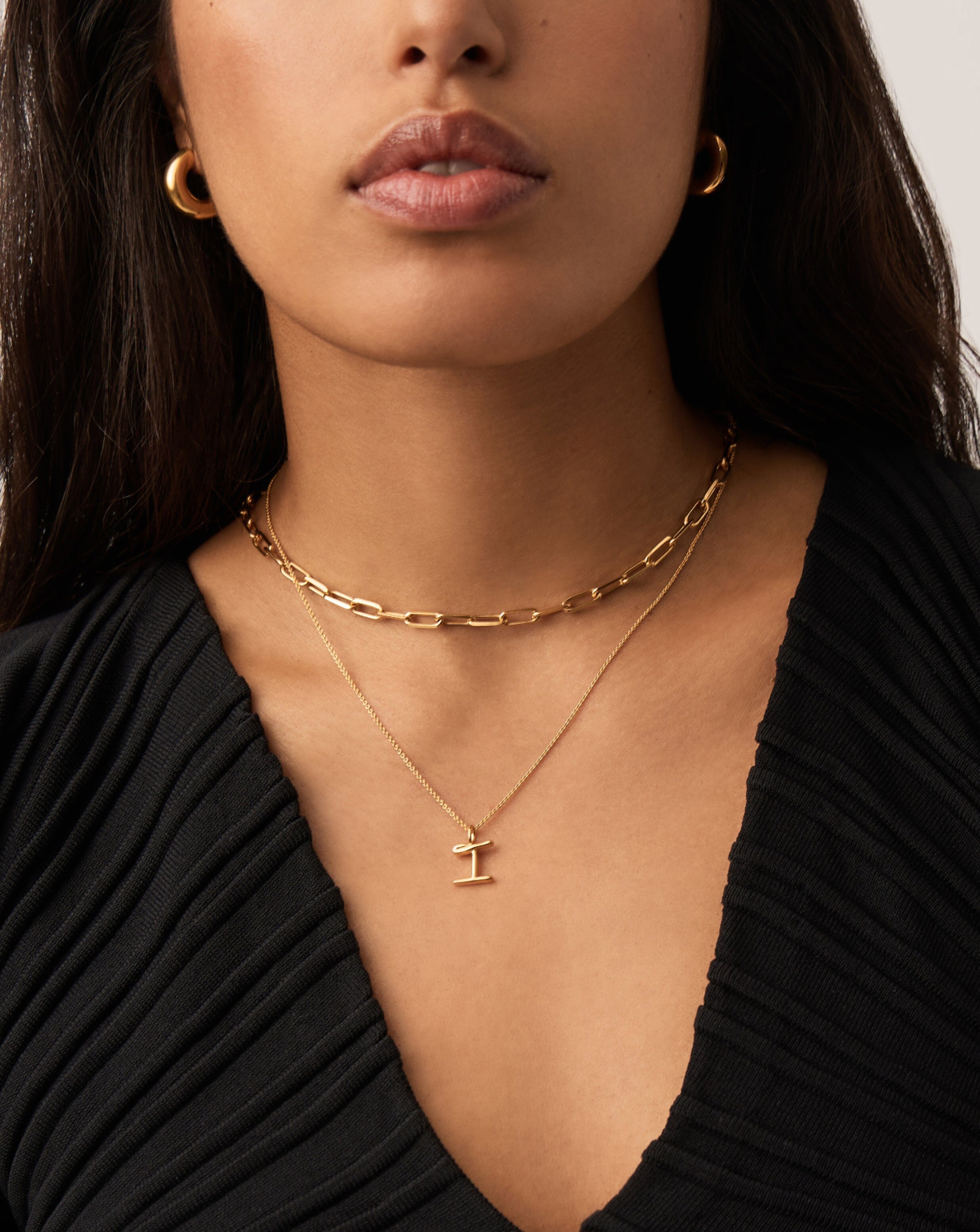 Curly Molten Mini Initial Necklace - I | 18ct Gold Vermeil Necklaces Missoma 