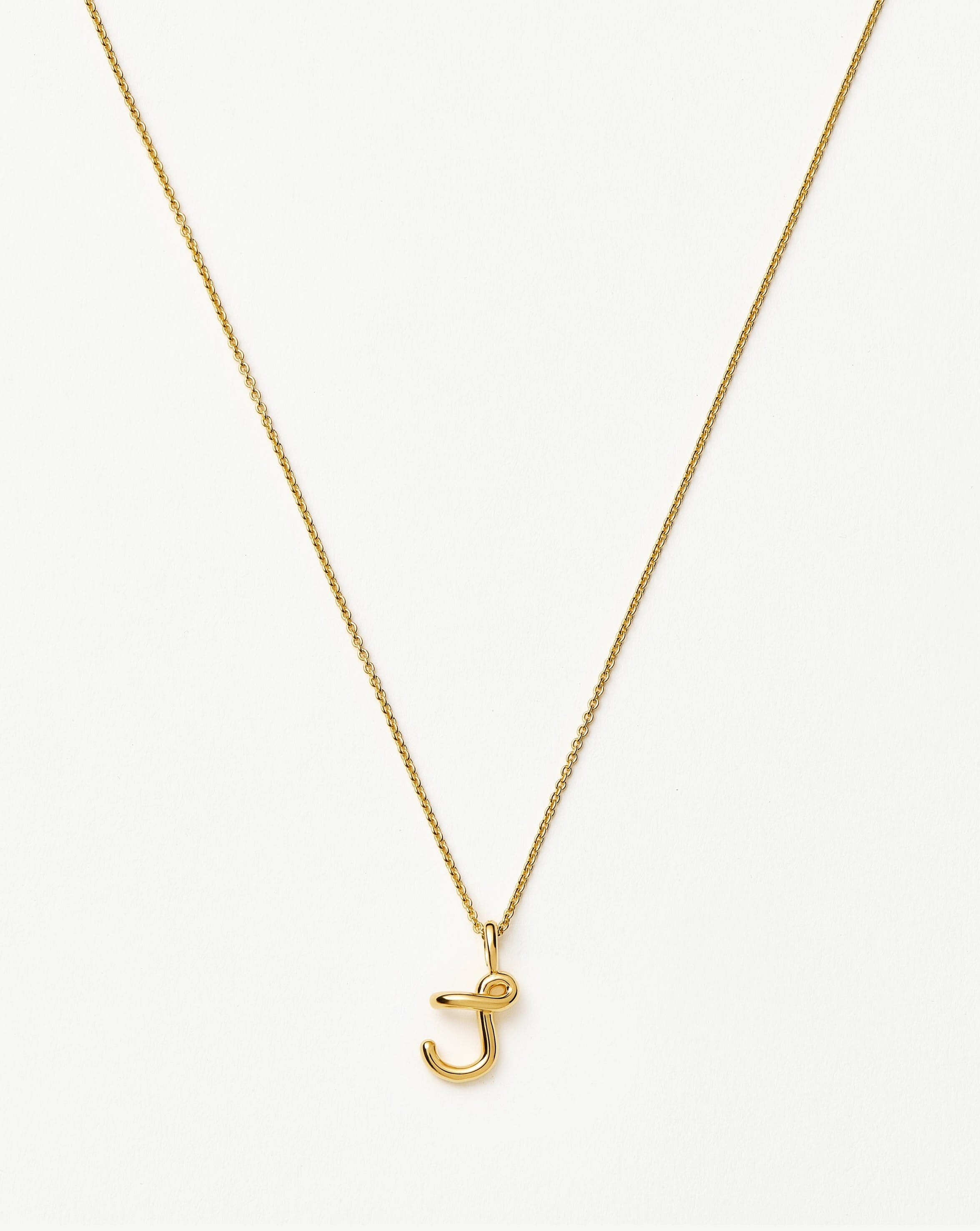 Curly Molten Mini Initial Necklace - J | 18ct Gold Vermeil Necklaces Missoma 