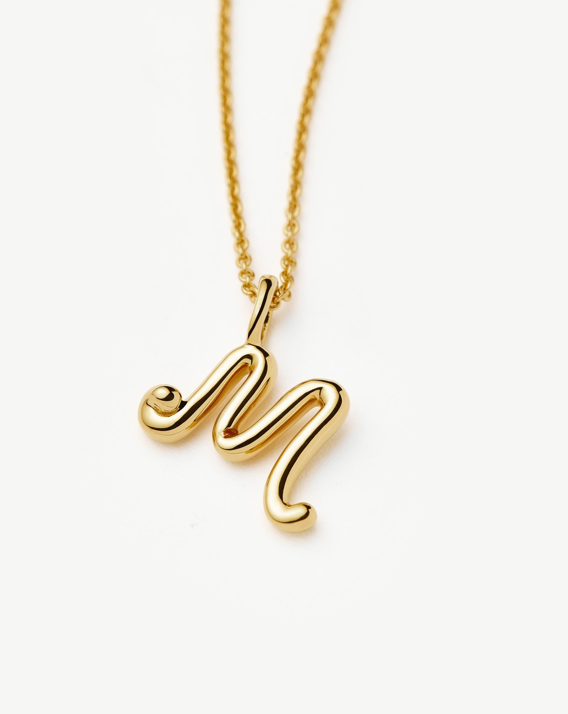 Curly Molten Mini Initial Necklace - M | 18ct Gold Vermeil Necklaces Missoma 