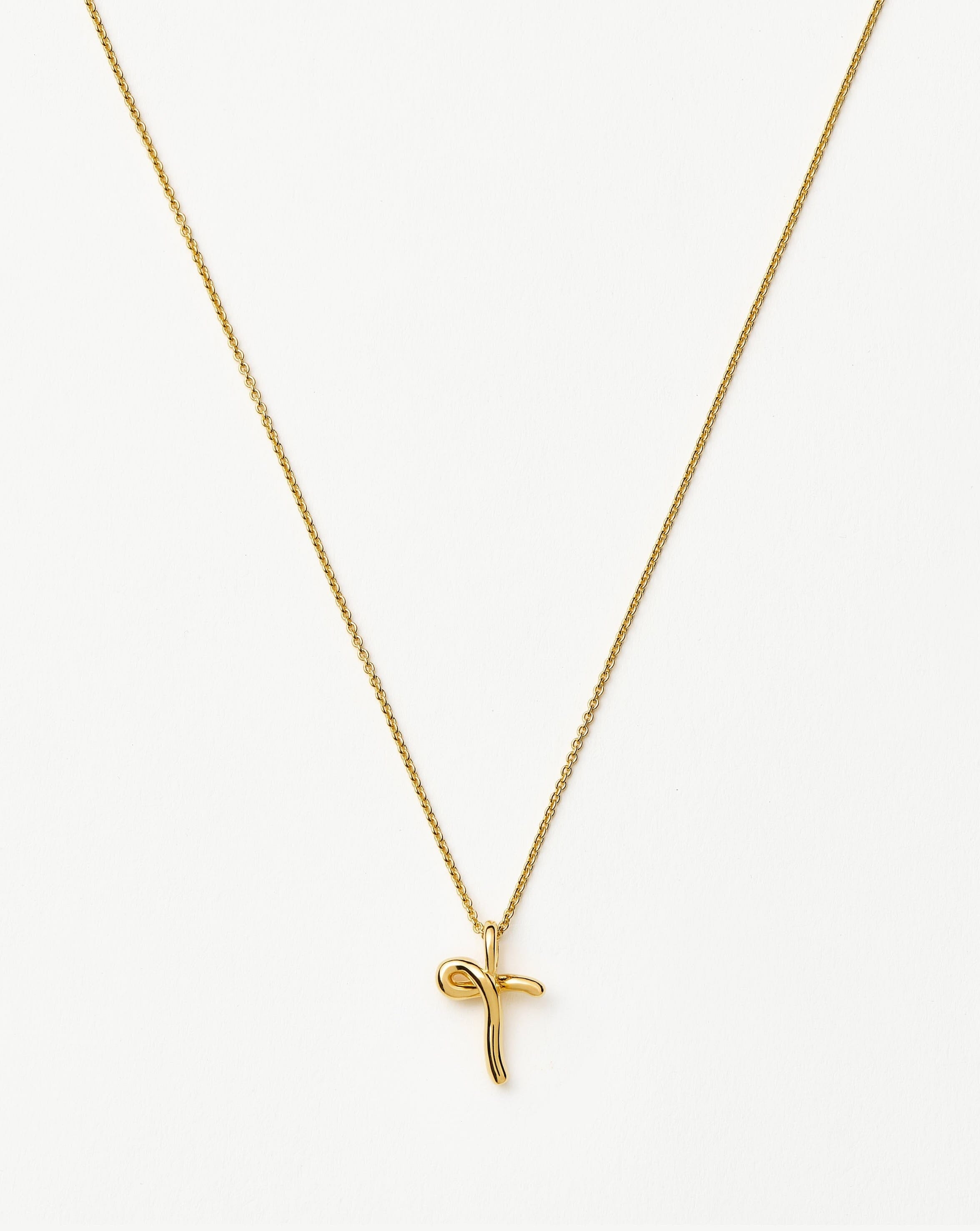 Curly Molten Mini Initial Necklace - T | 18ct Gold Vermeil Necklaces Missoma 