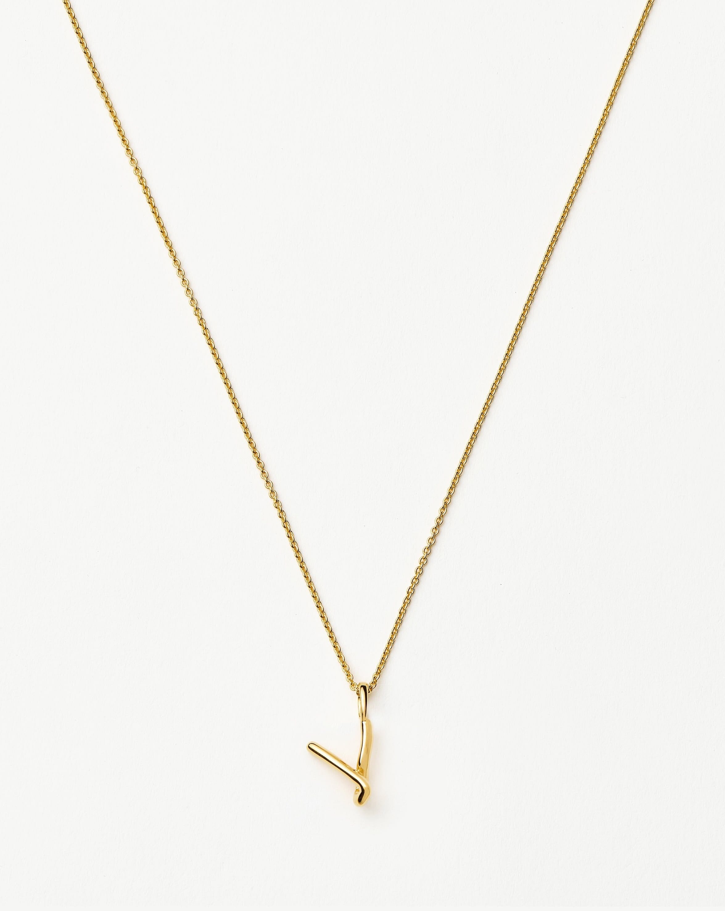 Curly Molten Mini Initial Necklace - V | 18ct Gold Vermeil Necklaces Missoma 