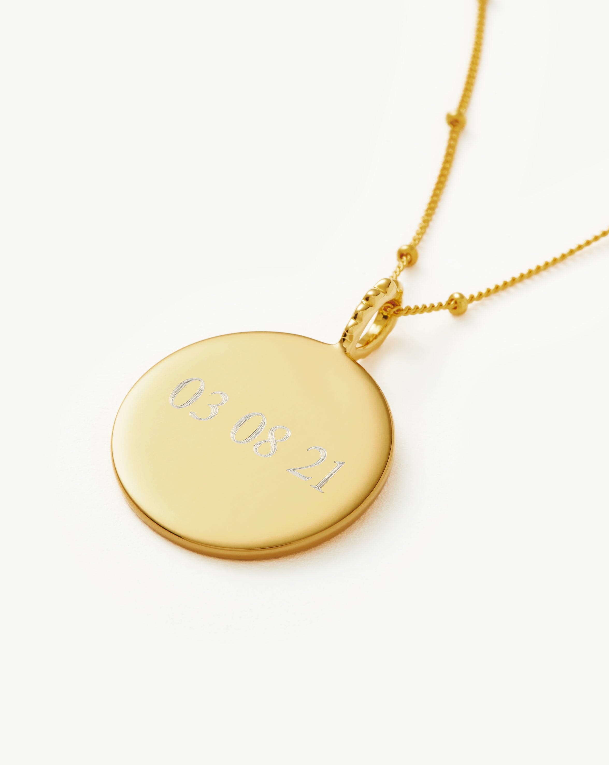 Engravable Large Round Disc Necklace | 18ct Gold Plated Vermeil Necklaces Missoma 