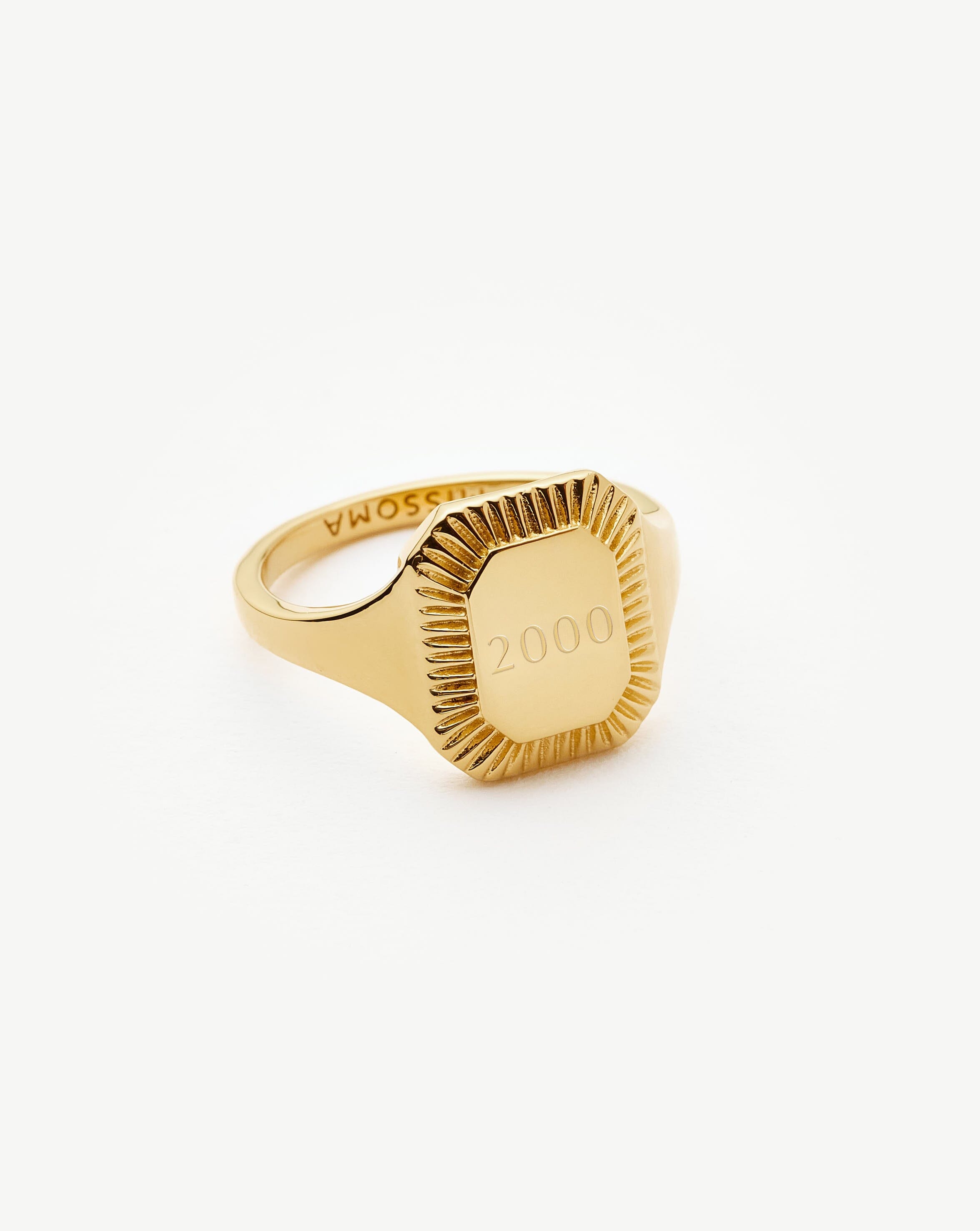 Engravable Square Ridge Signet Ring | 18ct Gold Vermeil Rings Missoma 