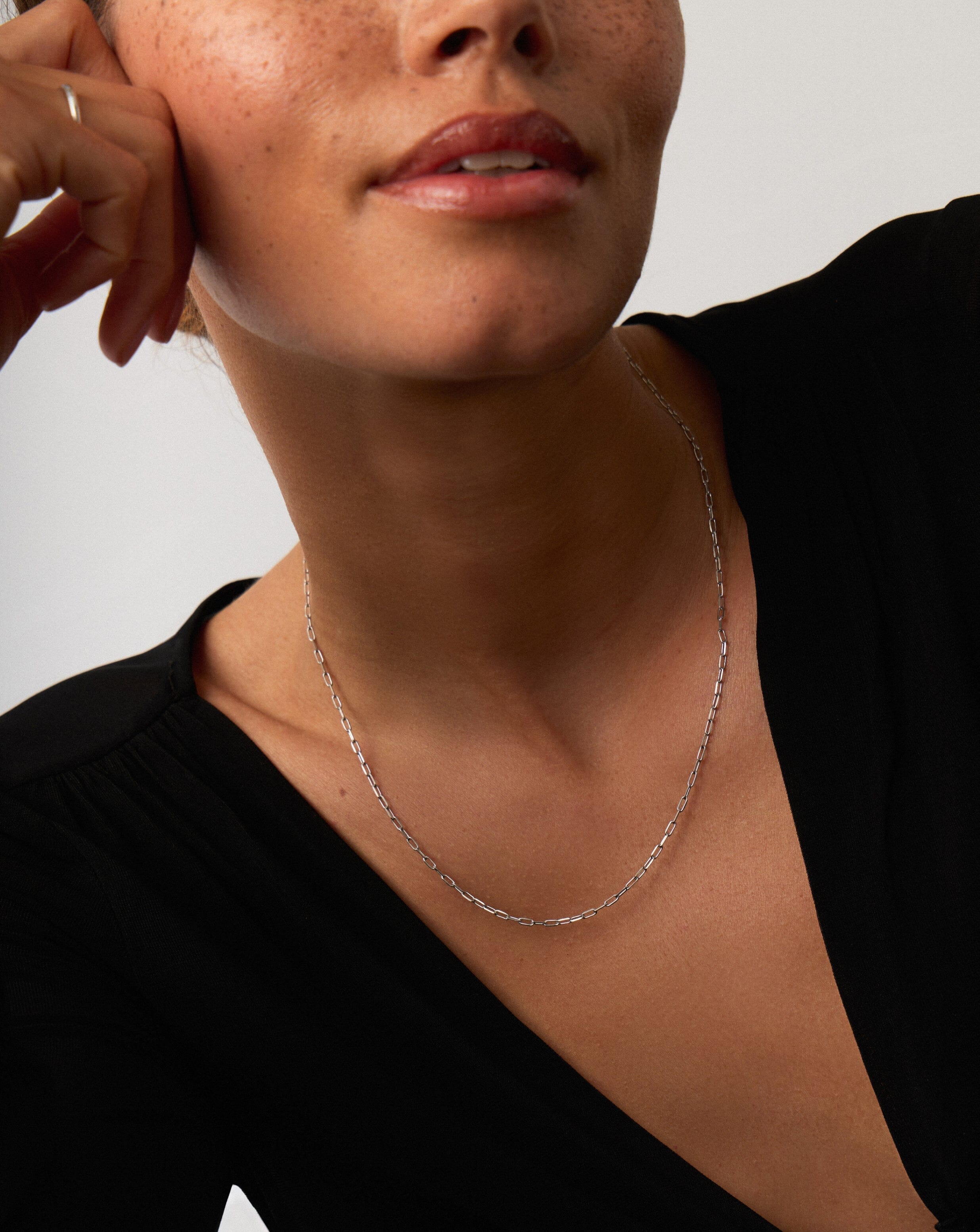 Fine Classic Paperclip Chain Necklace | 14ct Solid White Gold Necklaces Missoma 