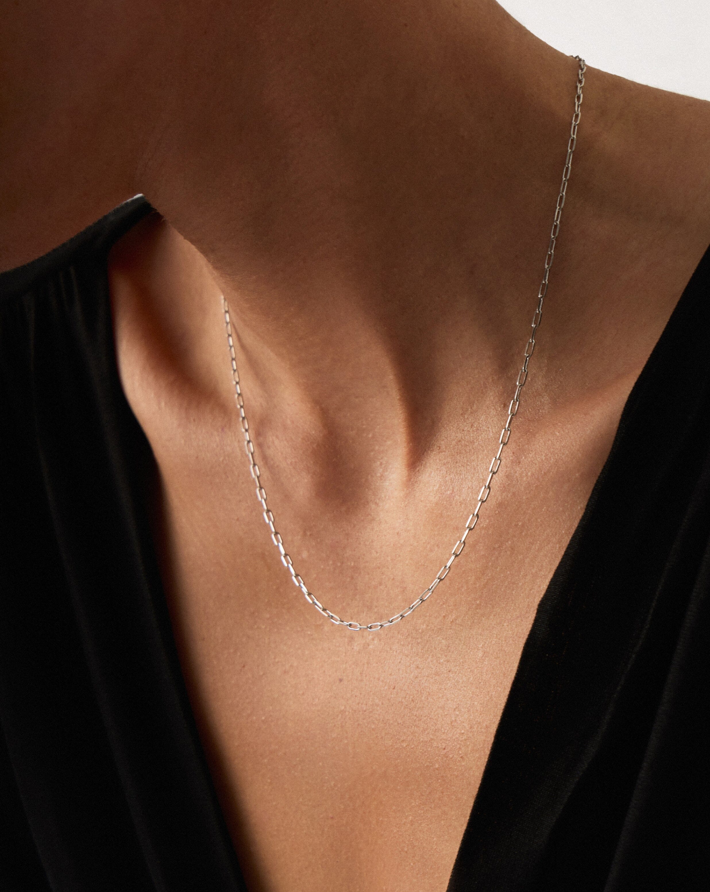 Fine Classic Paperclip Chain Necklace | 14ct Solid White Gold Necklaces Missoma 