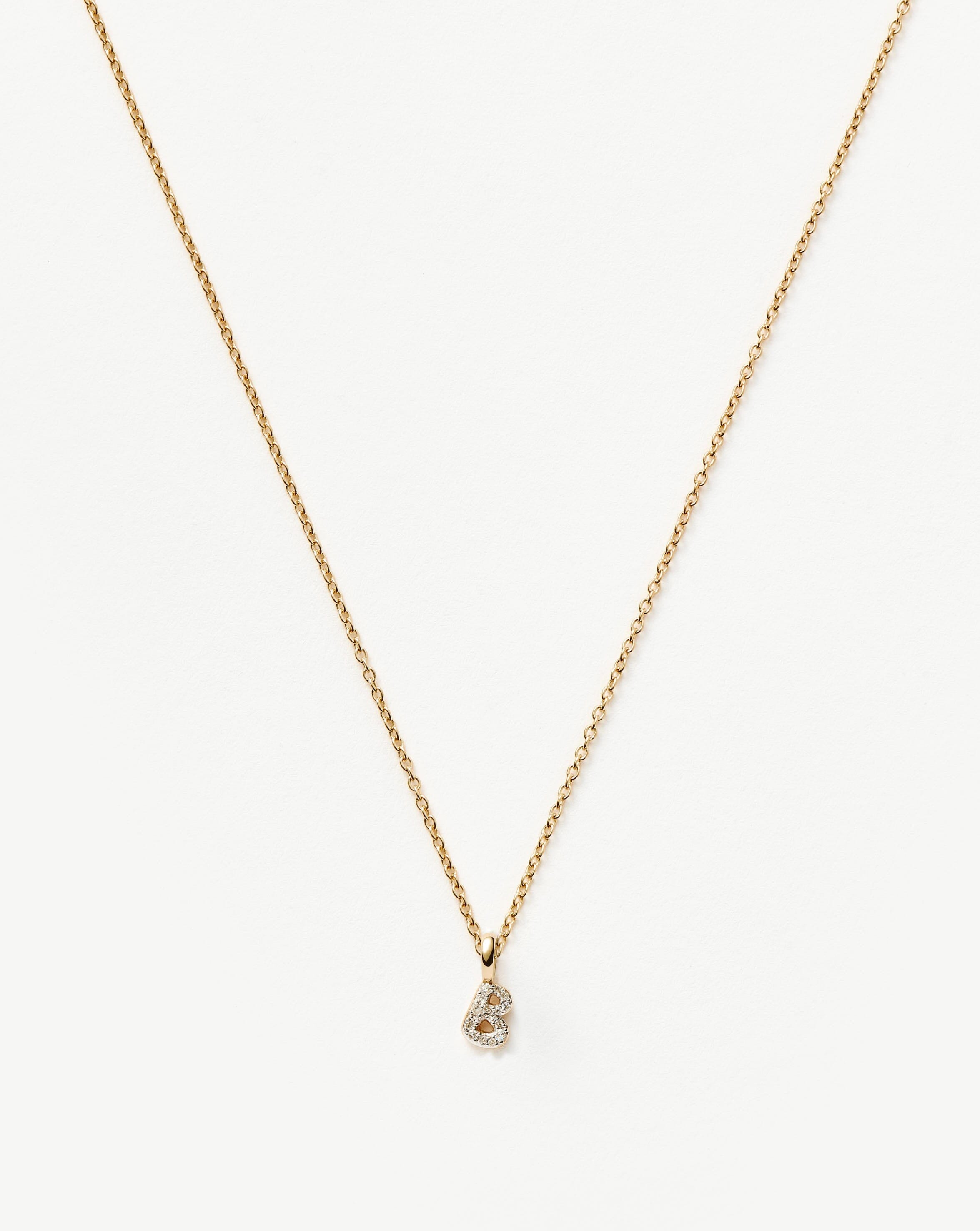 Fine Diamond Initial Mini Pendant Necklace - B | 14ct Solid Yellow Gold Plated/Diamond Necklaces Missoma 