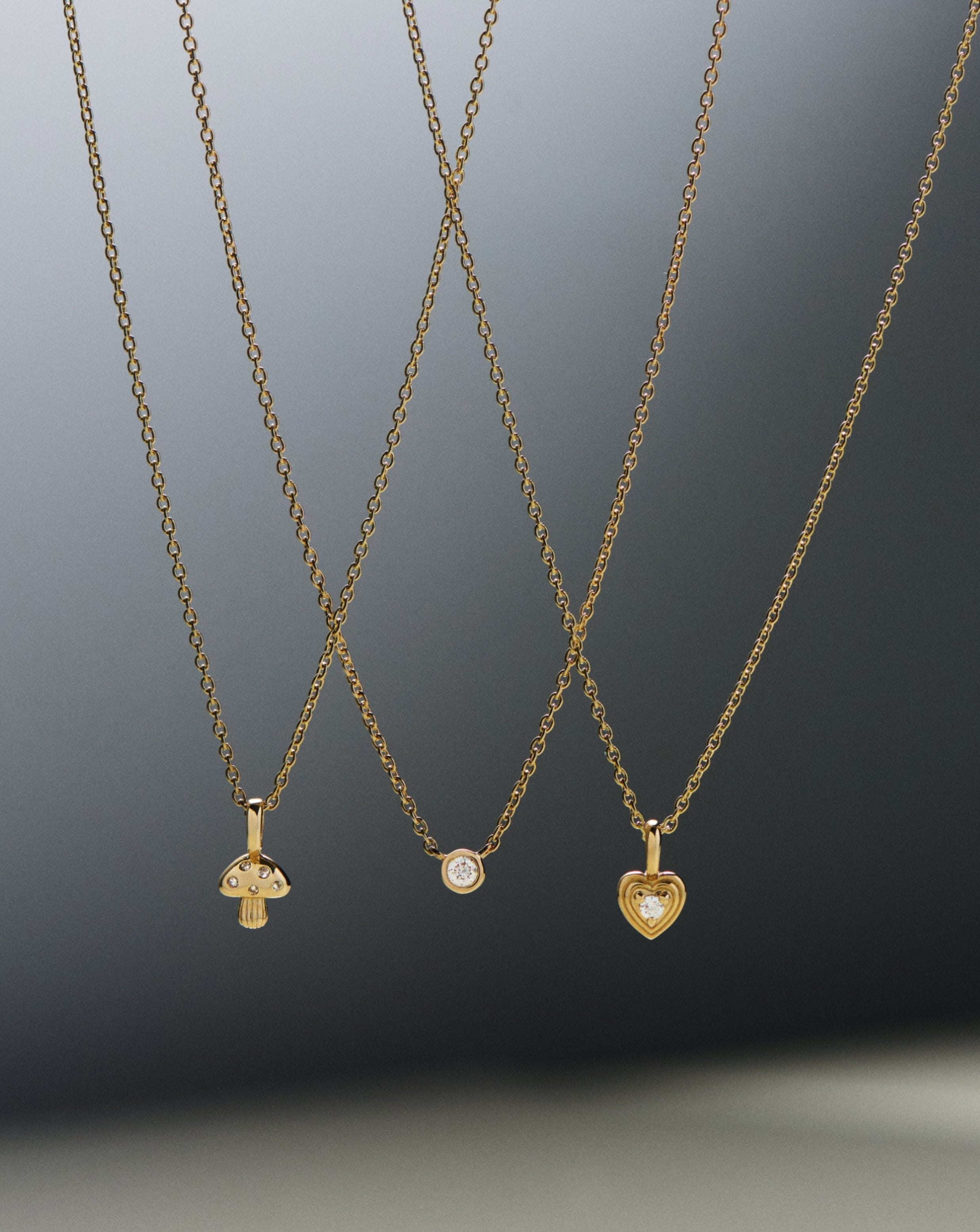 Fine Diamond Mushroom Mini Pendant Necklace | 14ct Solid Gold/Diamond Necklaces Missoma 