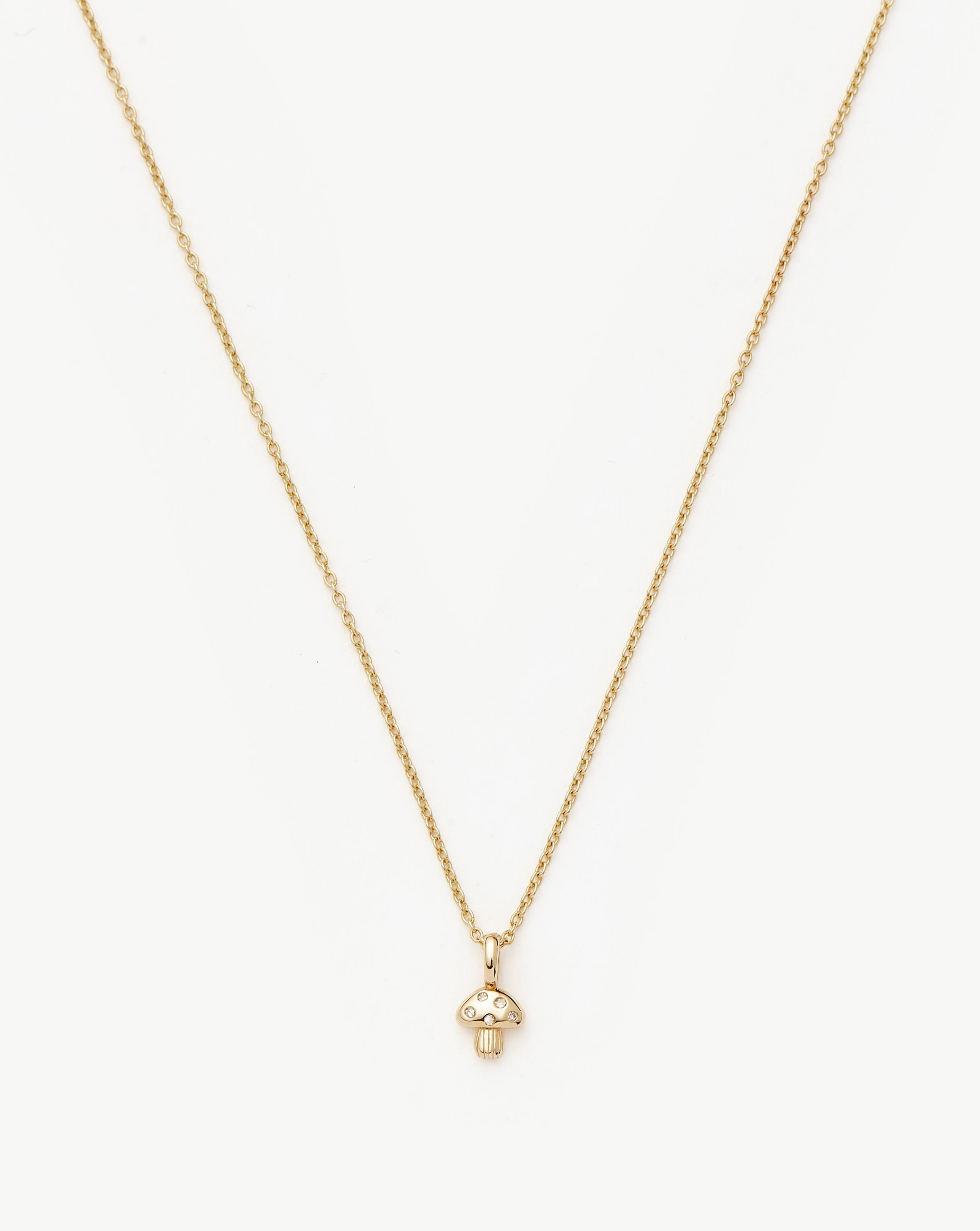 Fine Diamond Mushroom Mini Pendant Necklace | 14ct Solid Gold/Diamond Necklaces Missoma 