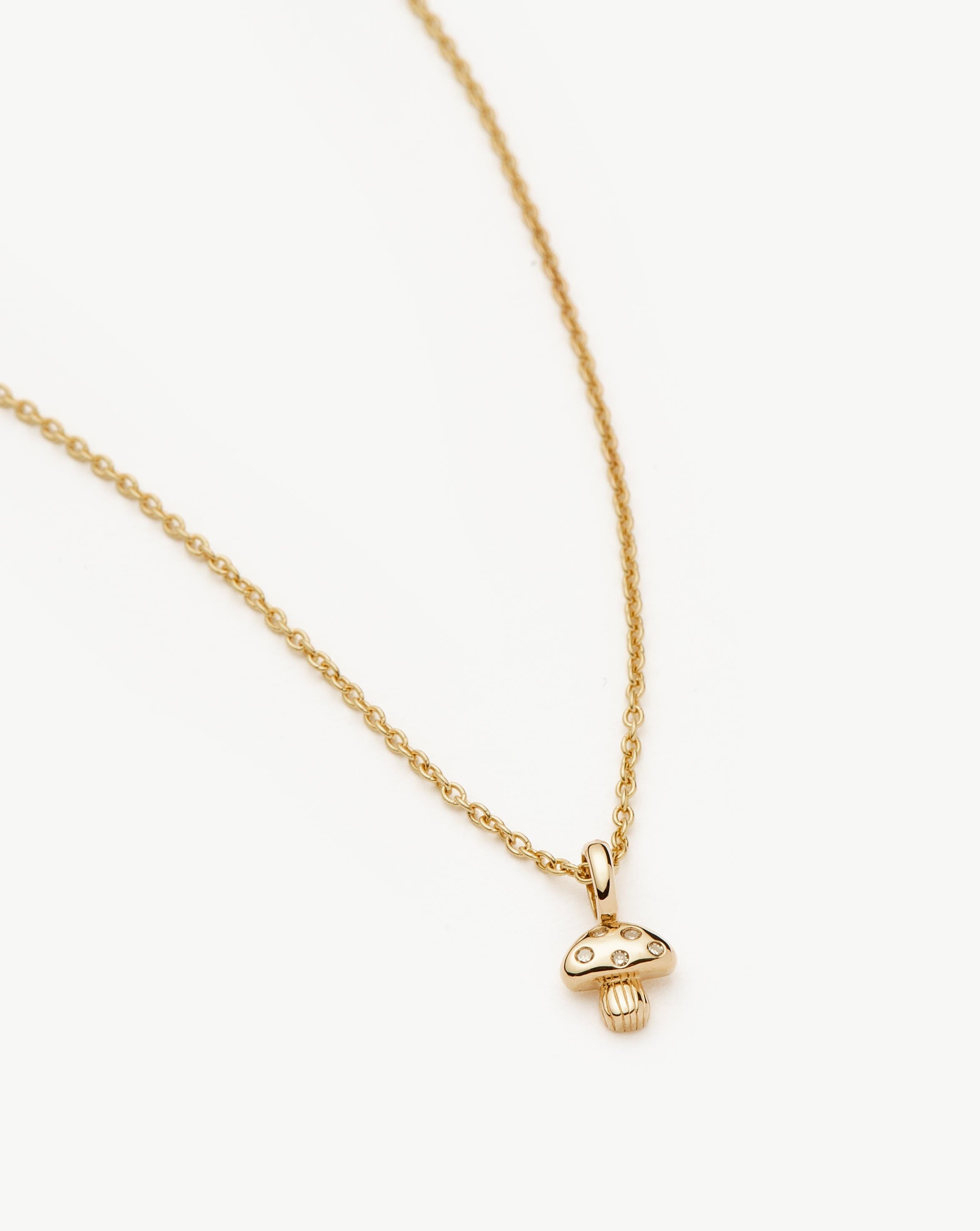 Fine Diamond Mushroom Mini Pendant Necklace | 14ct Solid Gold/Diamond Necklaces Missoma 