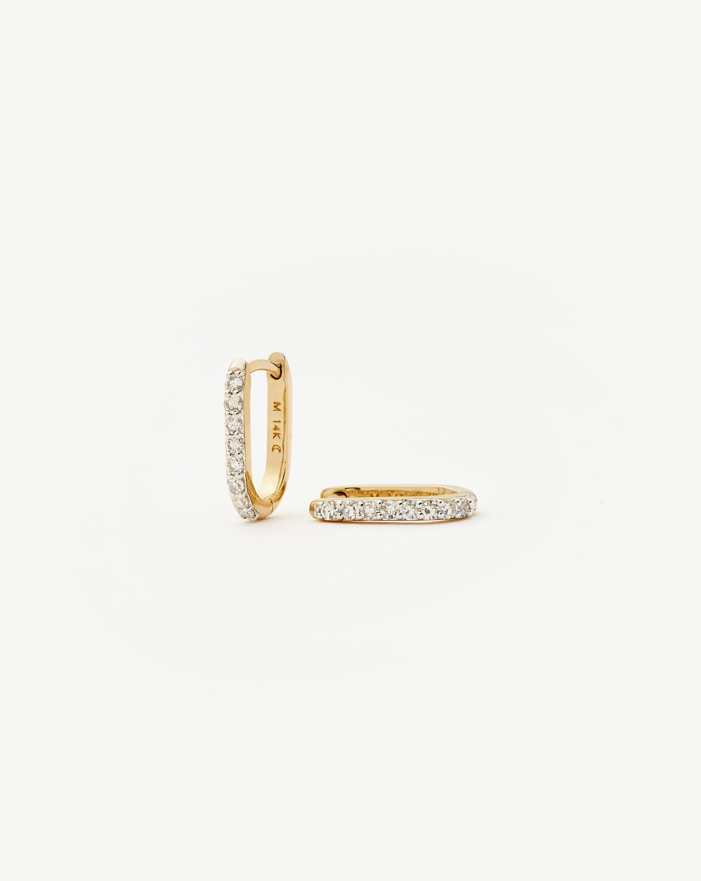 Fine Diamond Ovate Mini Hoop Earrings | 14ct Solid Gold/Diamond Earrings Missoma 