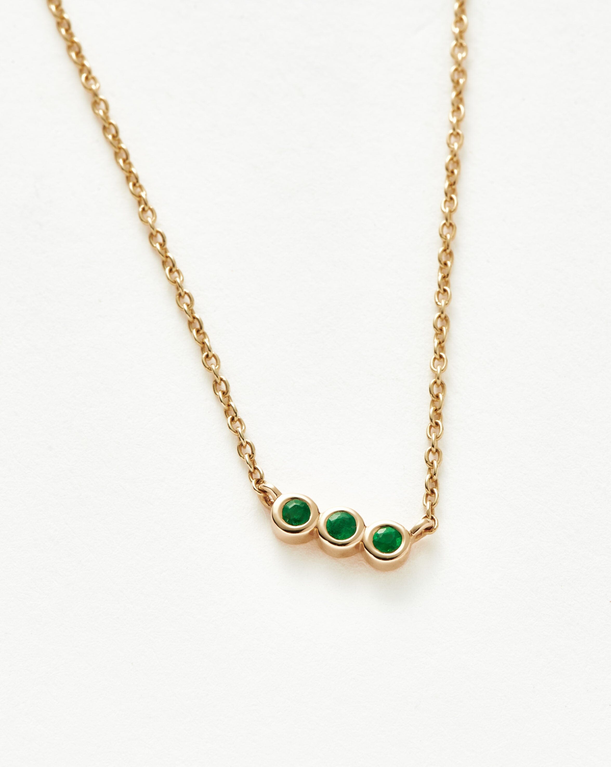 Fine Emerald Solitaire Trio Necklace Necklaces Missoma 