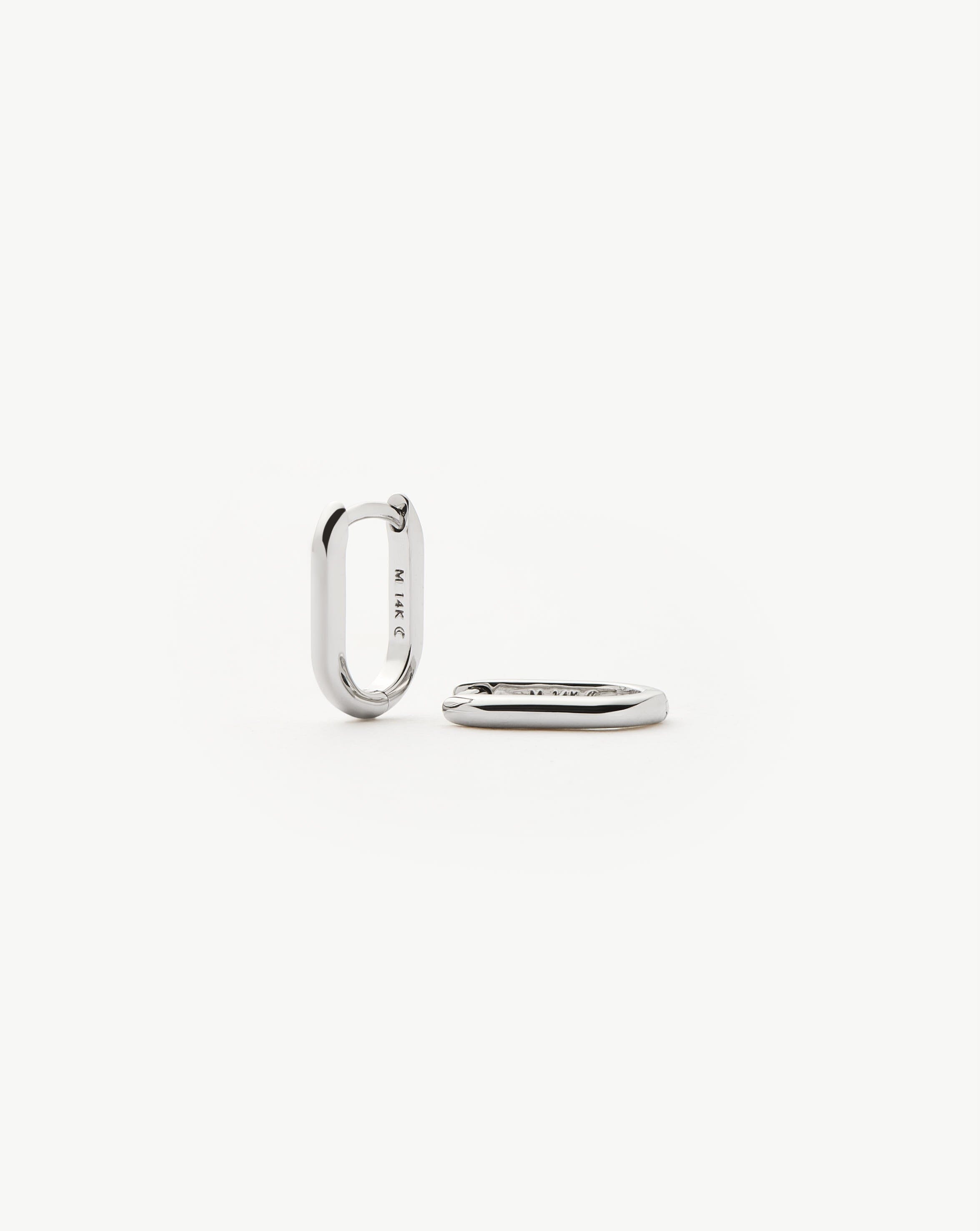 Fine Ovate Mini Hoop Earrings | 14ct Solid White Gold Earrings Missoma 