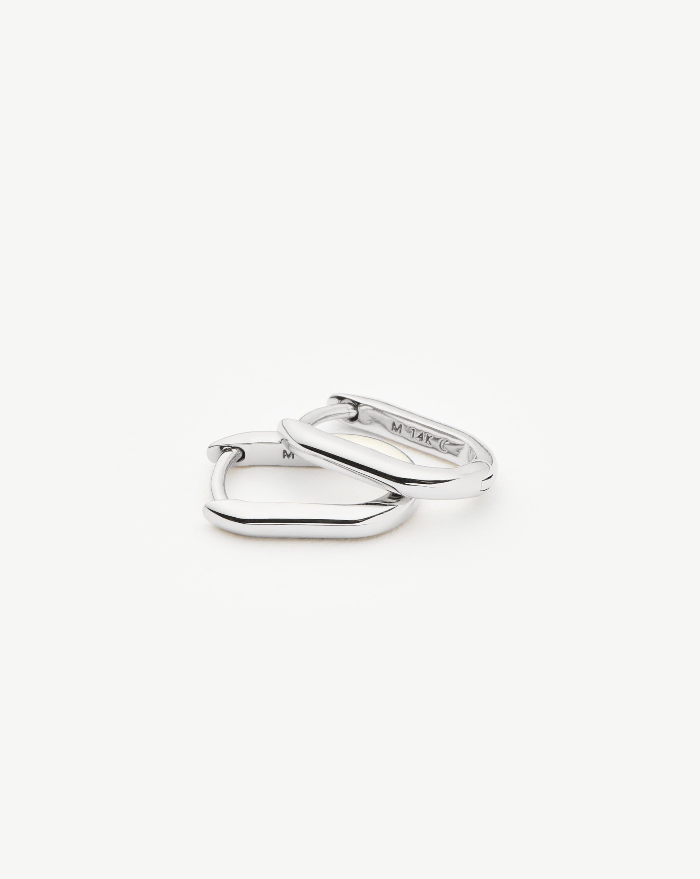 Fine Ovate Mini Hoop Earrings | 14ct Solid White Gold Earrings Missoma 