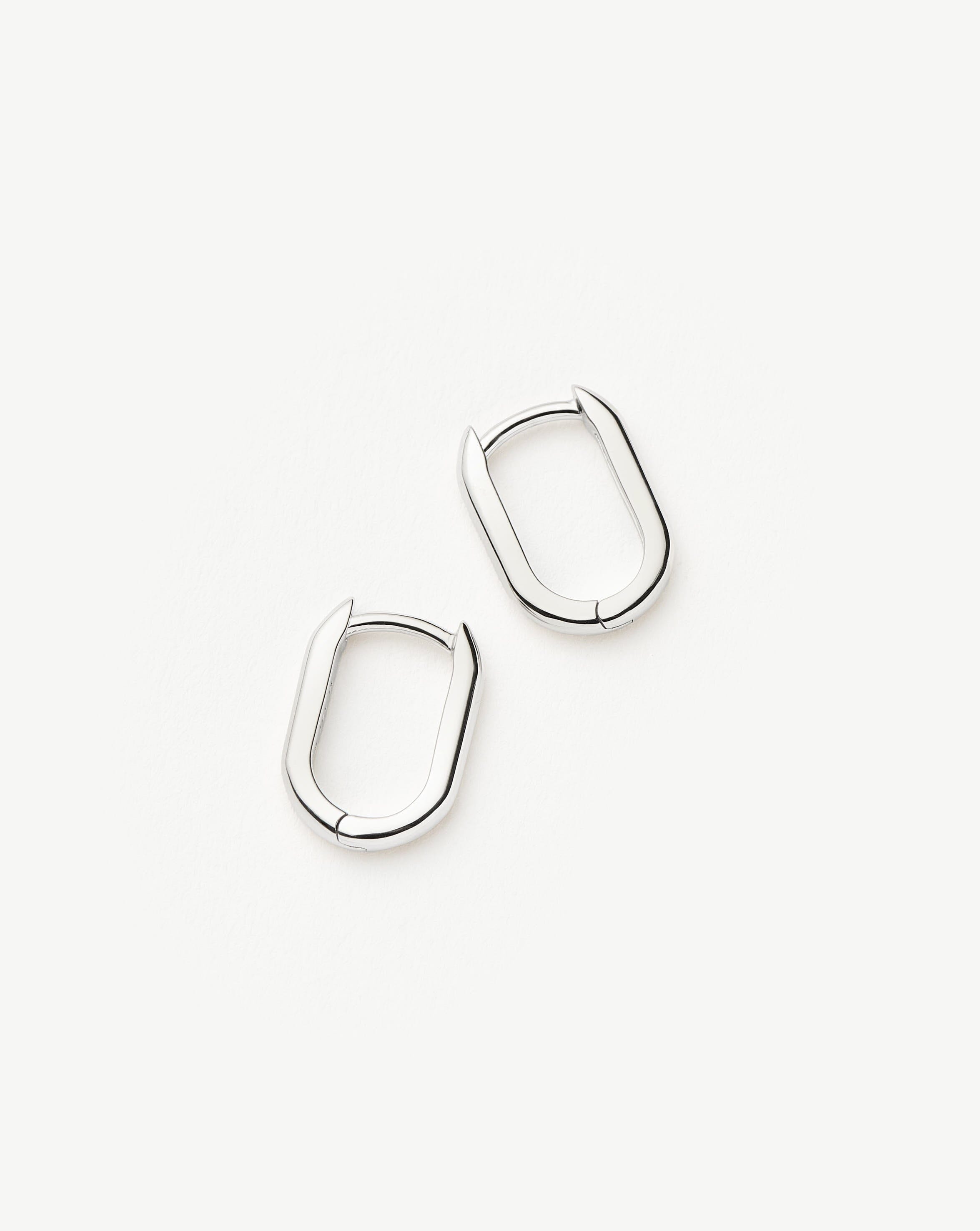 Fine Ovate Mini Hoop Earrings | 14ct Solid White Gold Earrings Missoma 