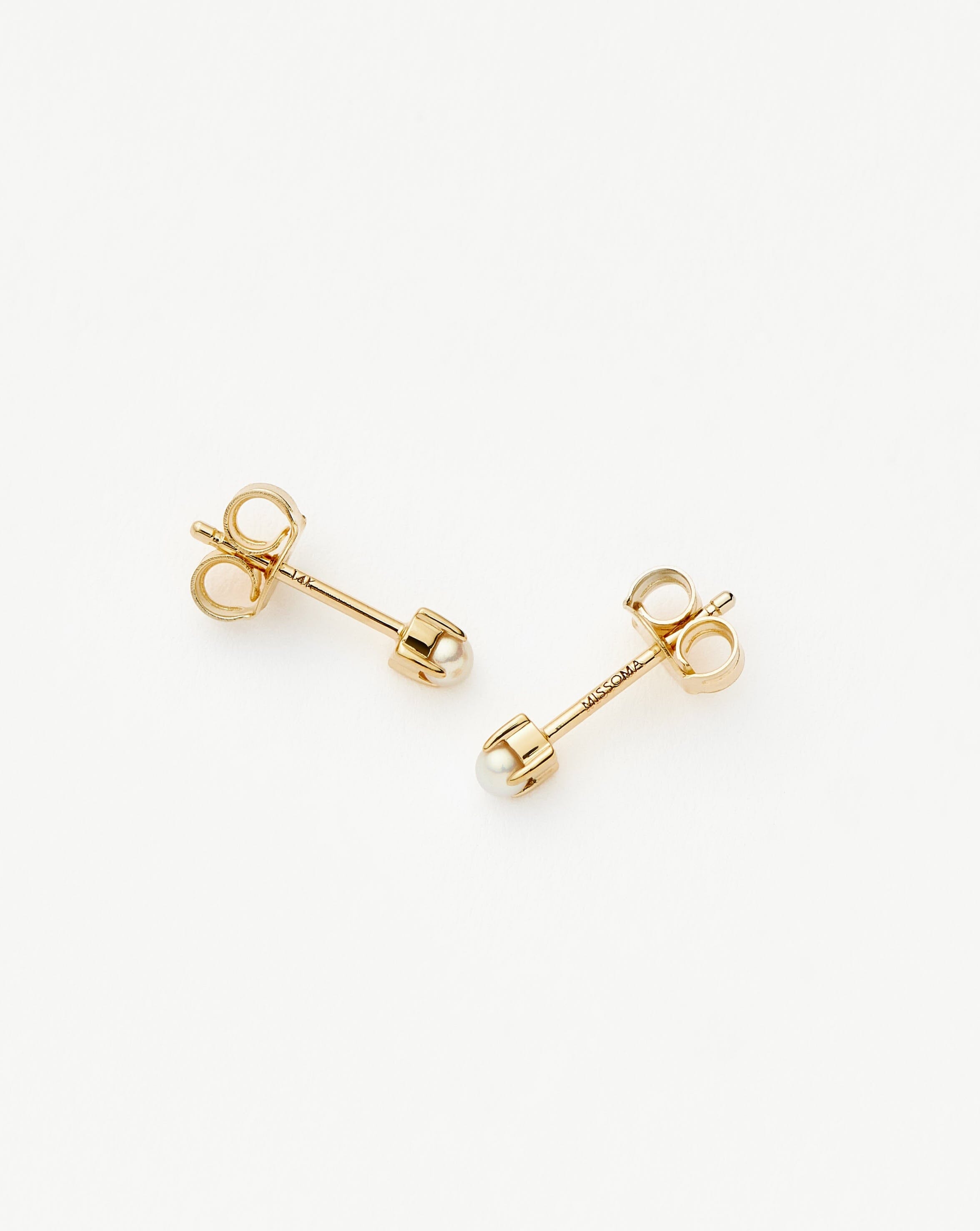 Fine Pearl Stud Earrings | 14ct Solid Gold/Pearl Earrings Missoma 