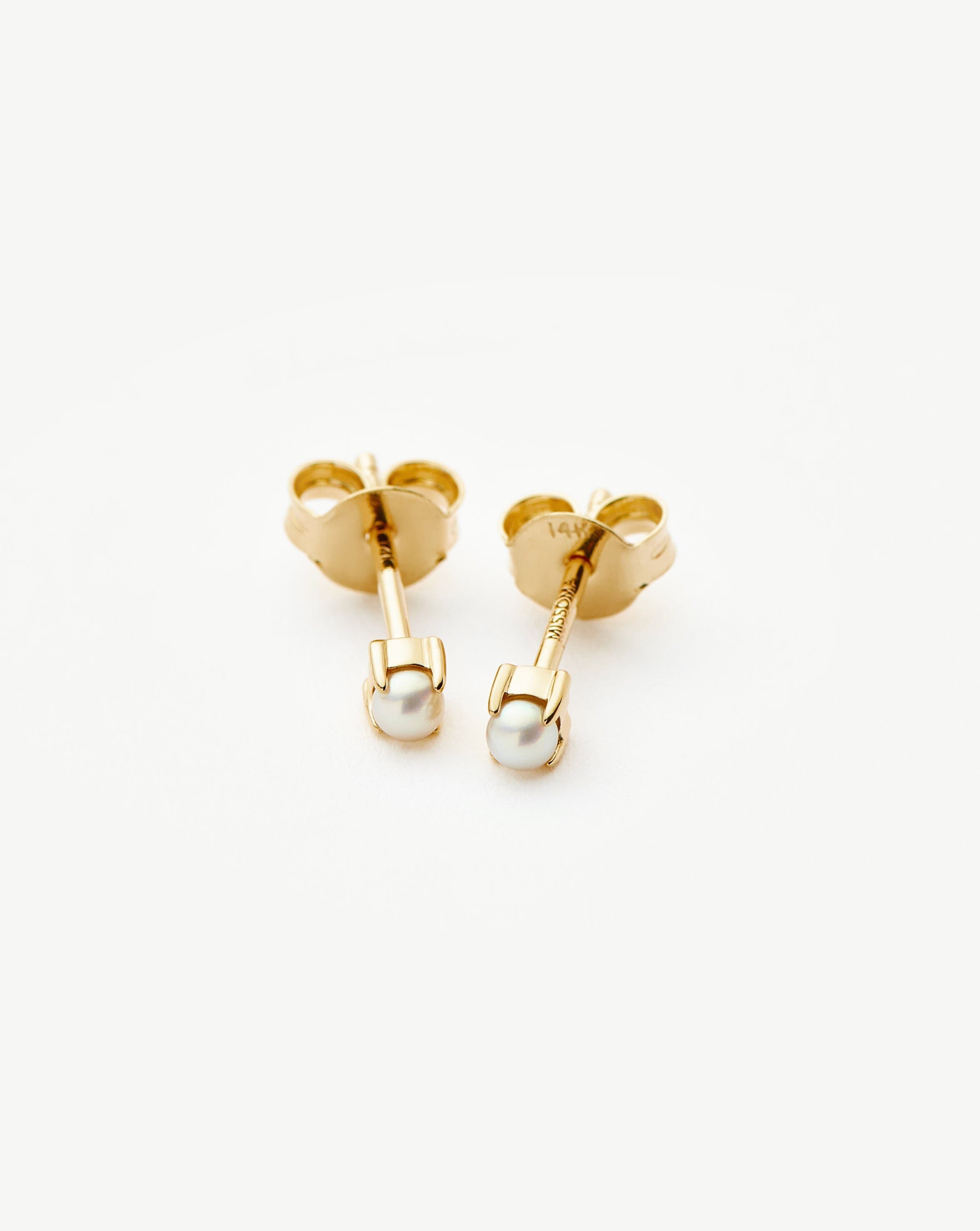 Fine Pearl Stud Earrings | 14ct Solid Gold/Pearl Earrings Missoma 