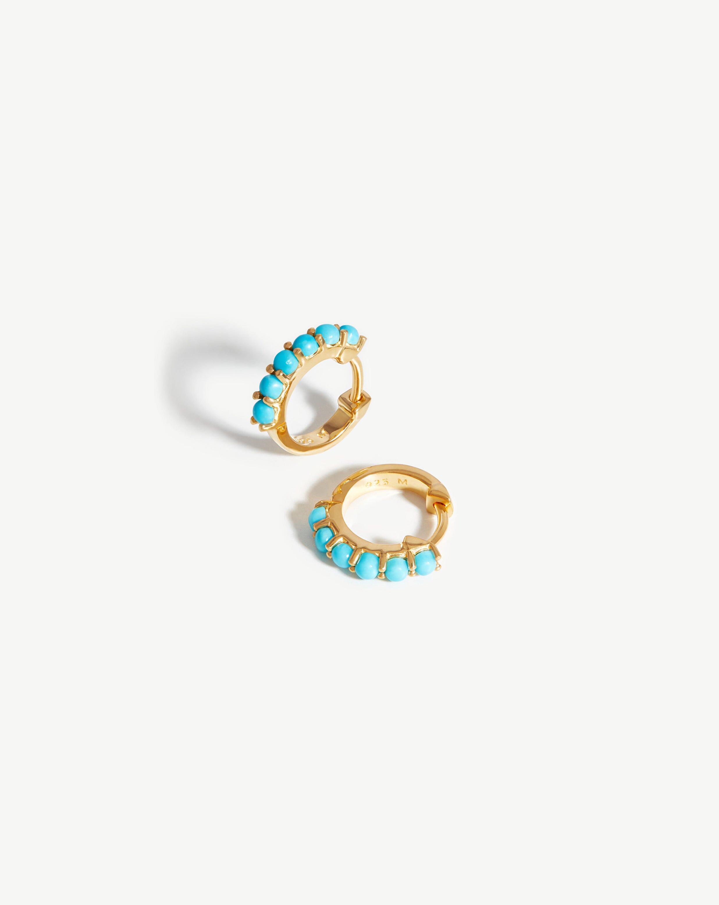 Gemstone Huggies | 18ct Gold Plated Vermeil/Turquoise Earrings Missoma 