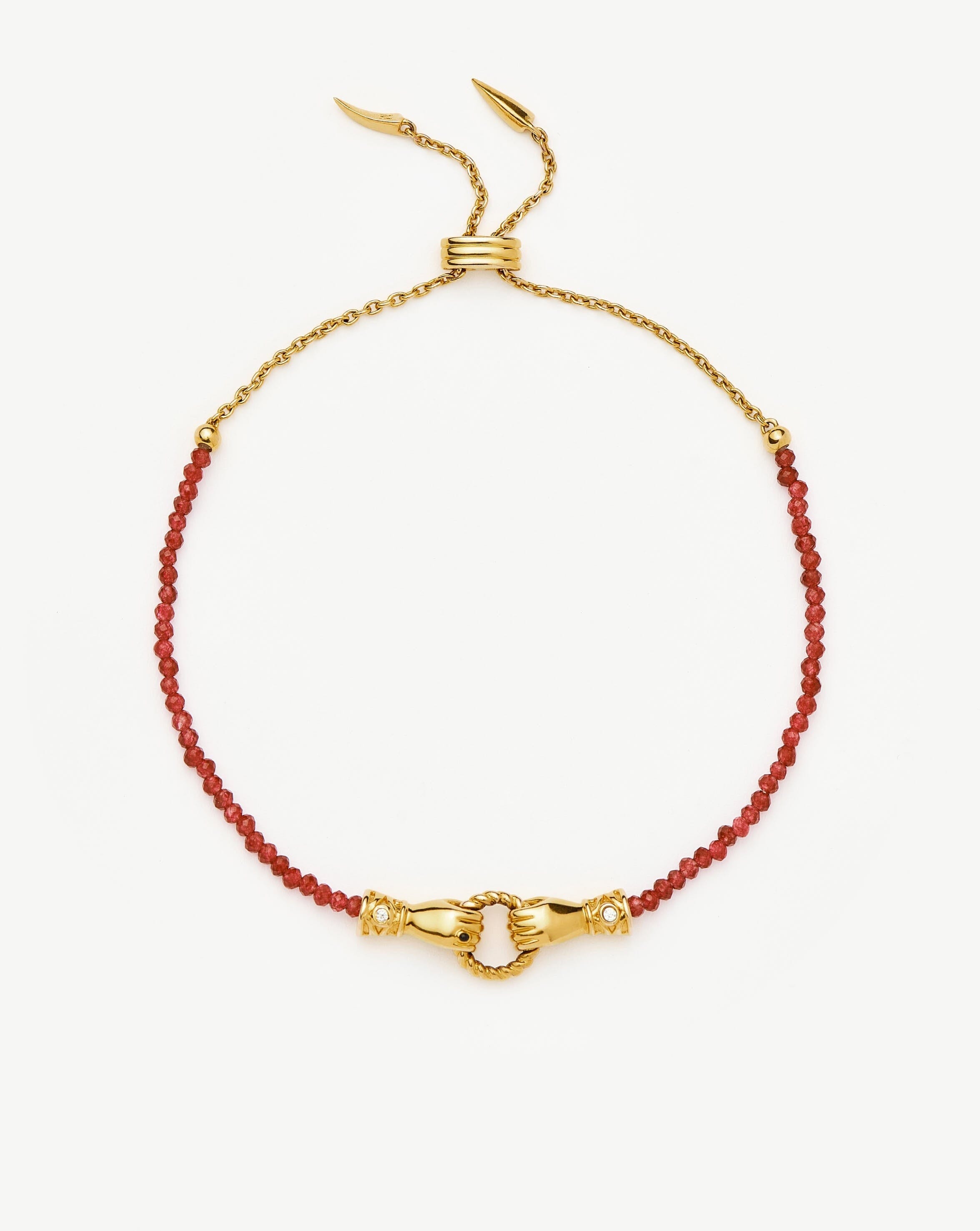 Harris Reed In Good Hands Gemstone Slider Bracelet | 18ct Gold Plated/Red Quartz Bracelets Missoma 