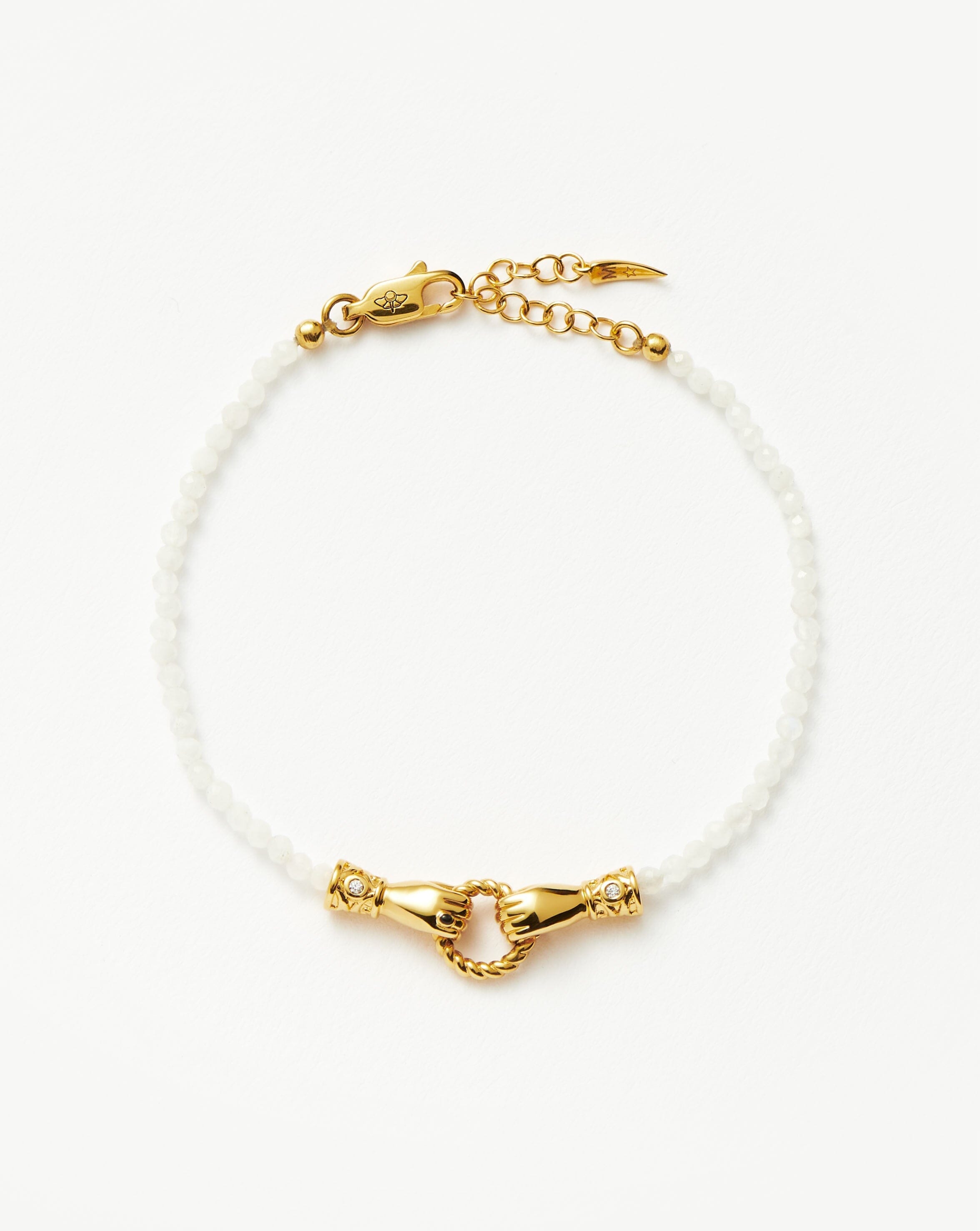 Harris Reed In Good Hands Mini Beaded Gemstone Bracelet | 18ct Gold Plated/Rainbow Moonstone Bracelets Missoma 