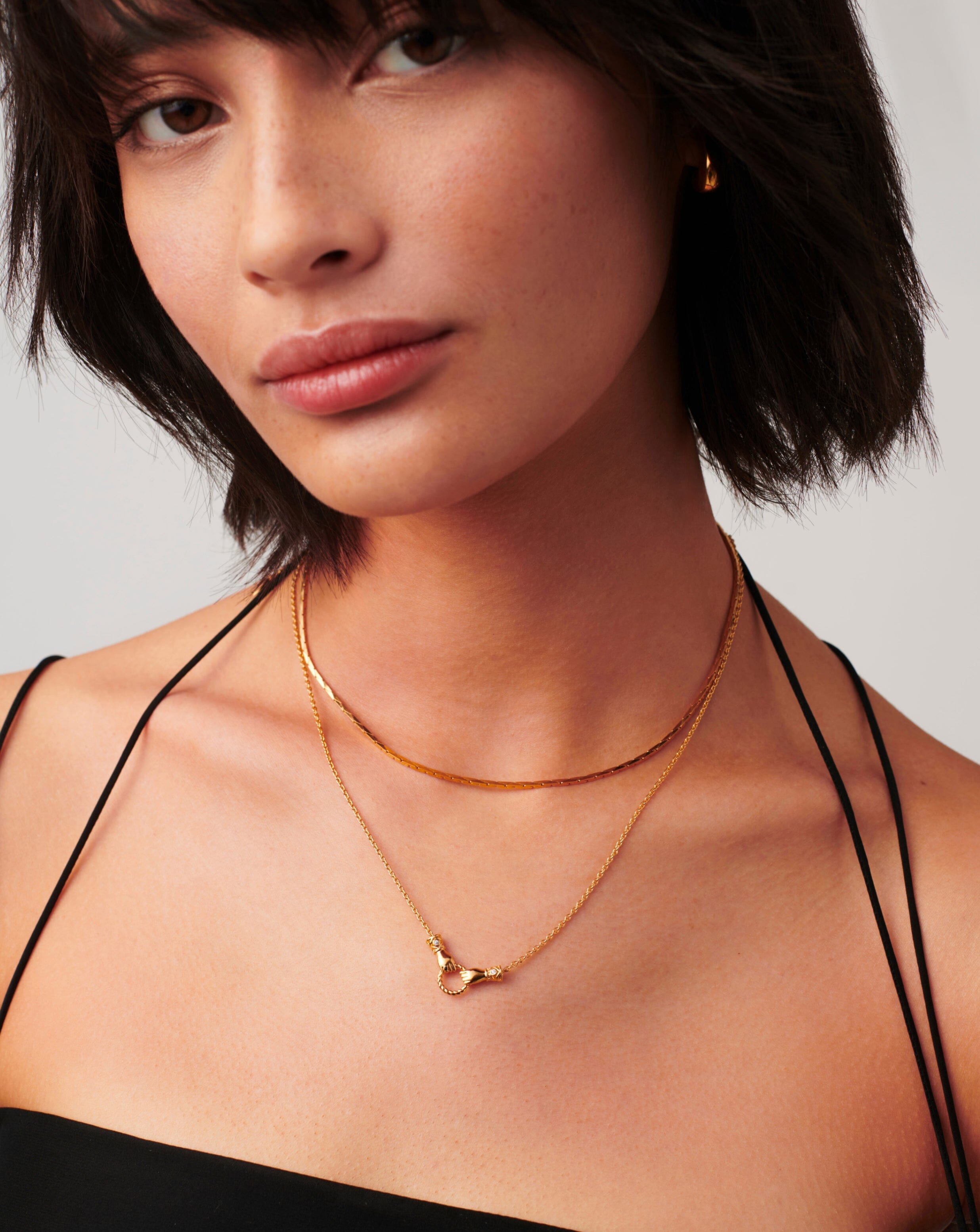 Harris Reed In Good Hands Mini Pendant Slider Necklace | 18ct Gold Plated/Cubic Zirconia & Black Onyx Necklaces Missoma 