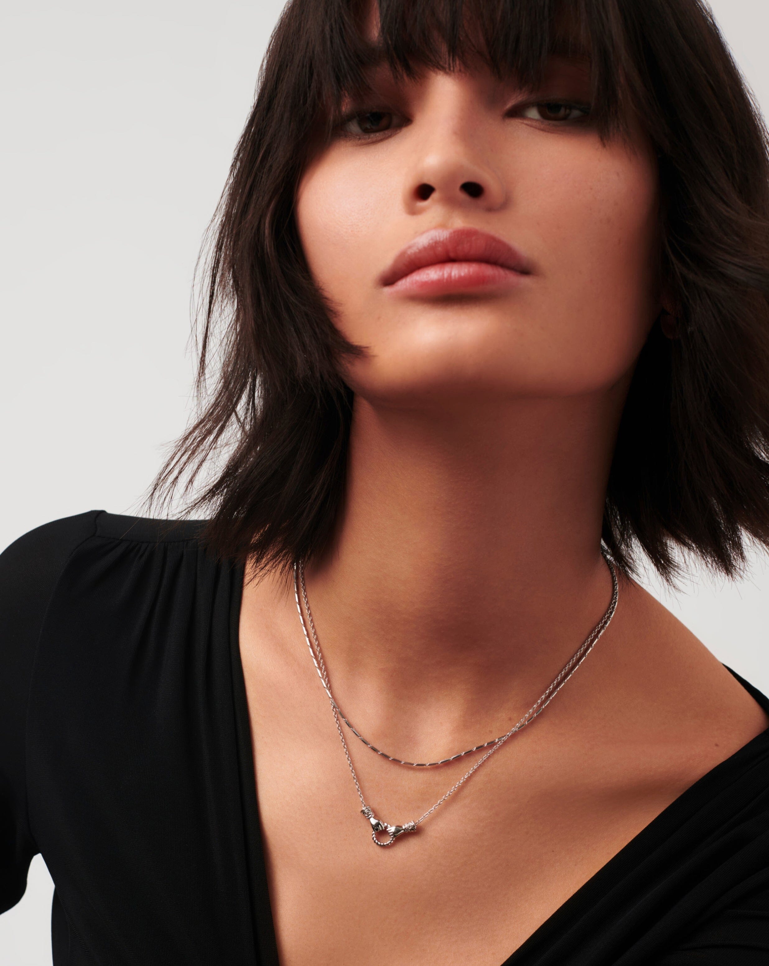 Harris Reed In Good Hands Mini Pendant Slider Necklace | Silver Plated/Cubic Zirconia & Black Onyx Necklaces Missoma 