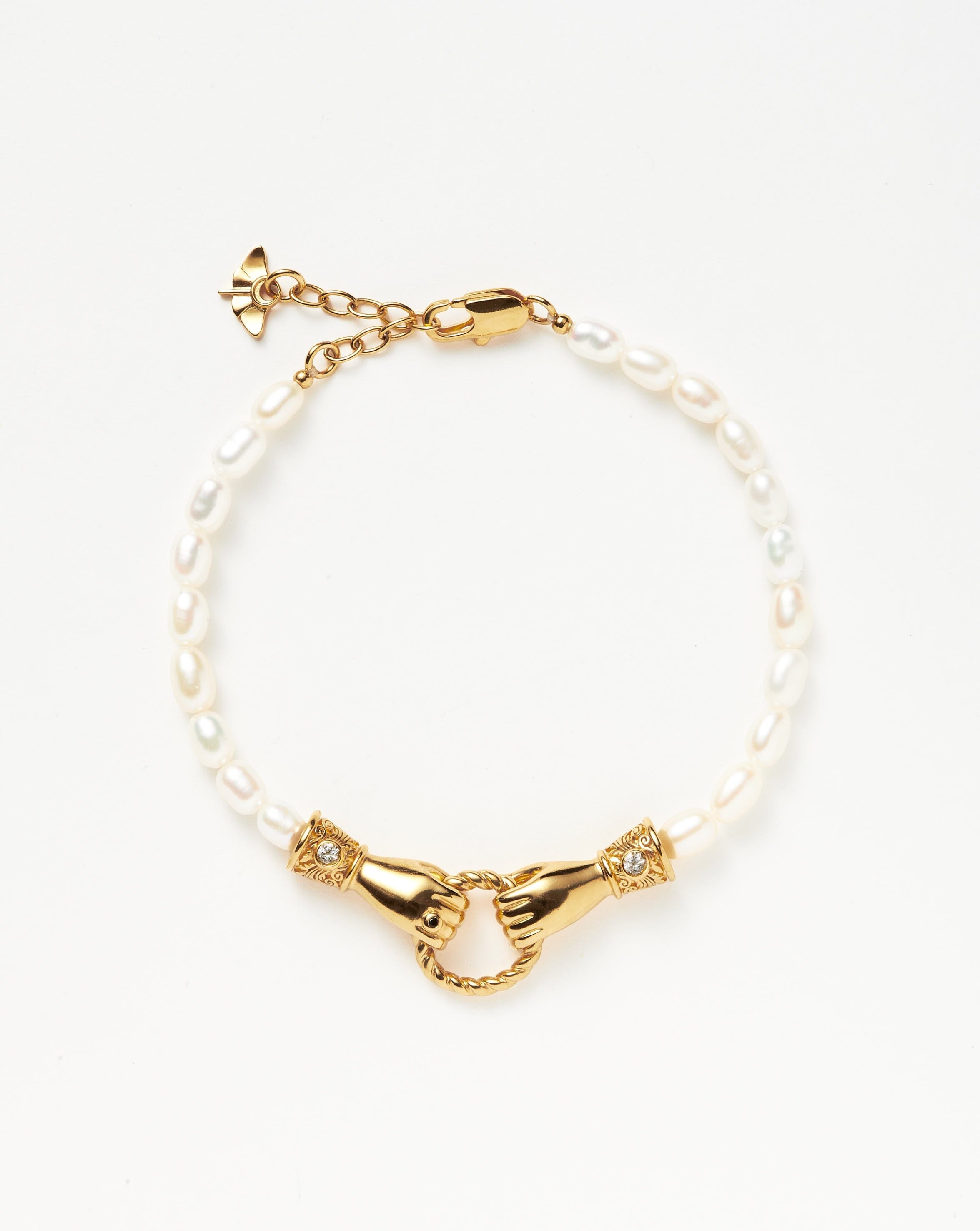 Harris Reed In Good Hands Pearl Bracelet | 18ct Gold Plated/Pearl & Black Onyx Bracelets Missoma 