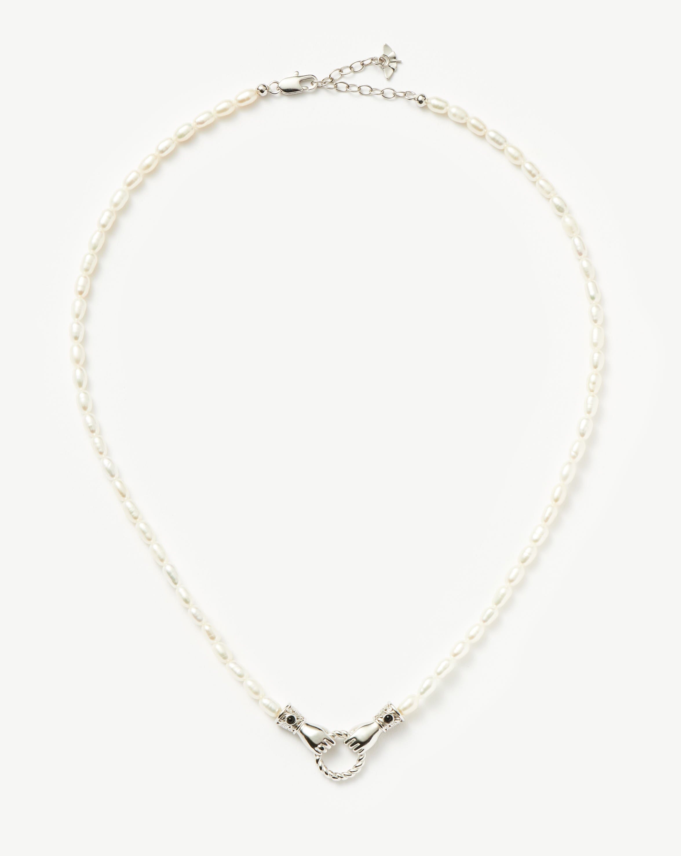 Harris Reed In Good Hands Pearl Necklace | Silver Plated/Pearl & Black Onyx Necklaces Missoma 