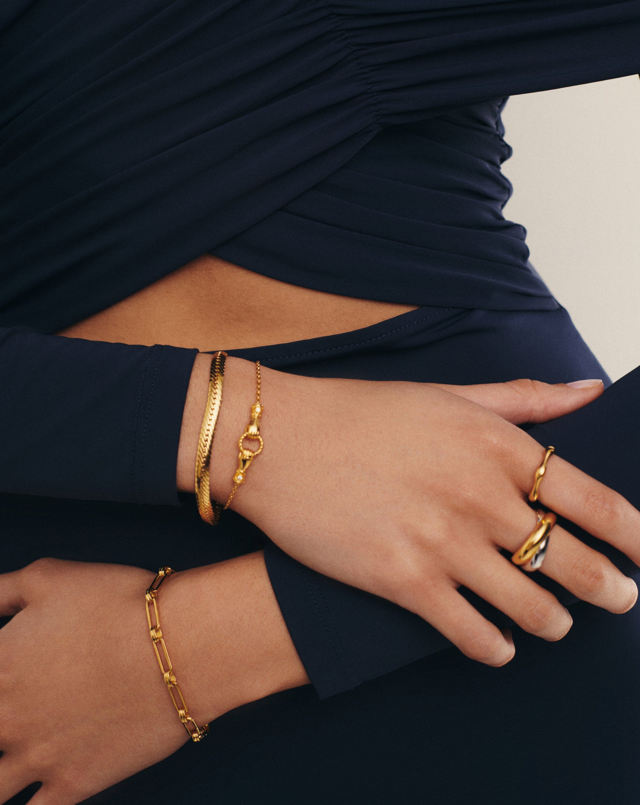 Harris Reed In Good Hands Slider Bracelet | 18ct Gold Plated/Cubic Zirconia & Black Onyx Bracelets Missoma 