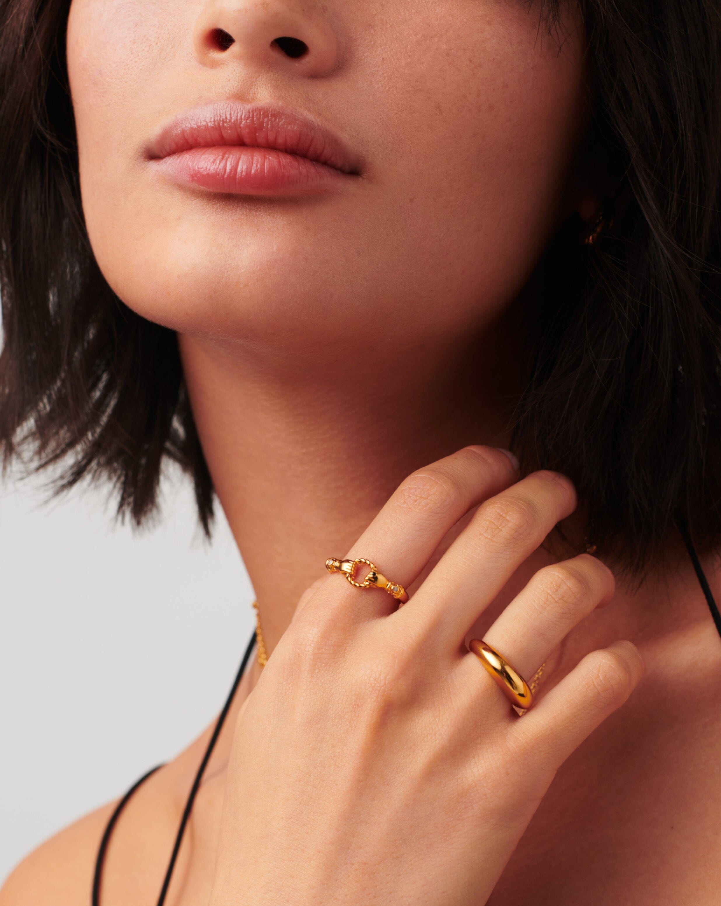 Harris Reed In Good Hands Stacking Ring | 18ct Gold Plated/Cubic Zirconia & Black Onyx Rings Missoma 