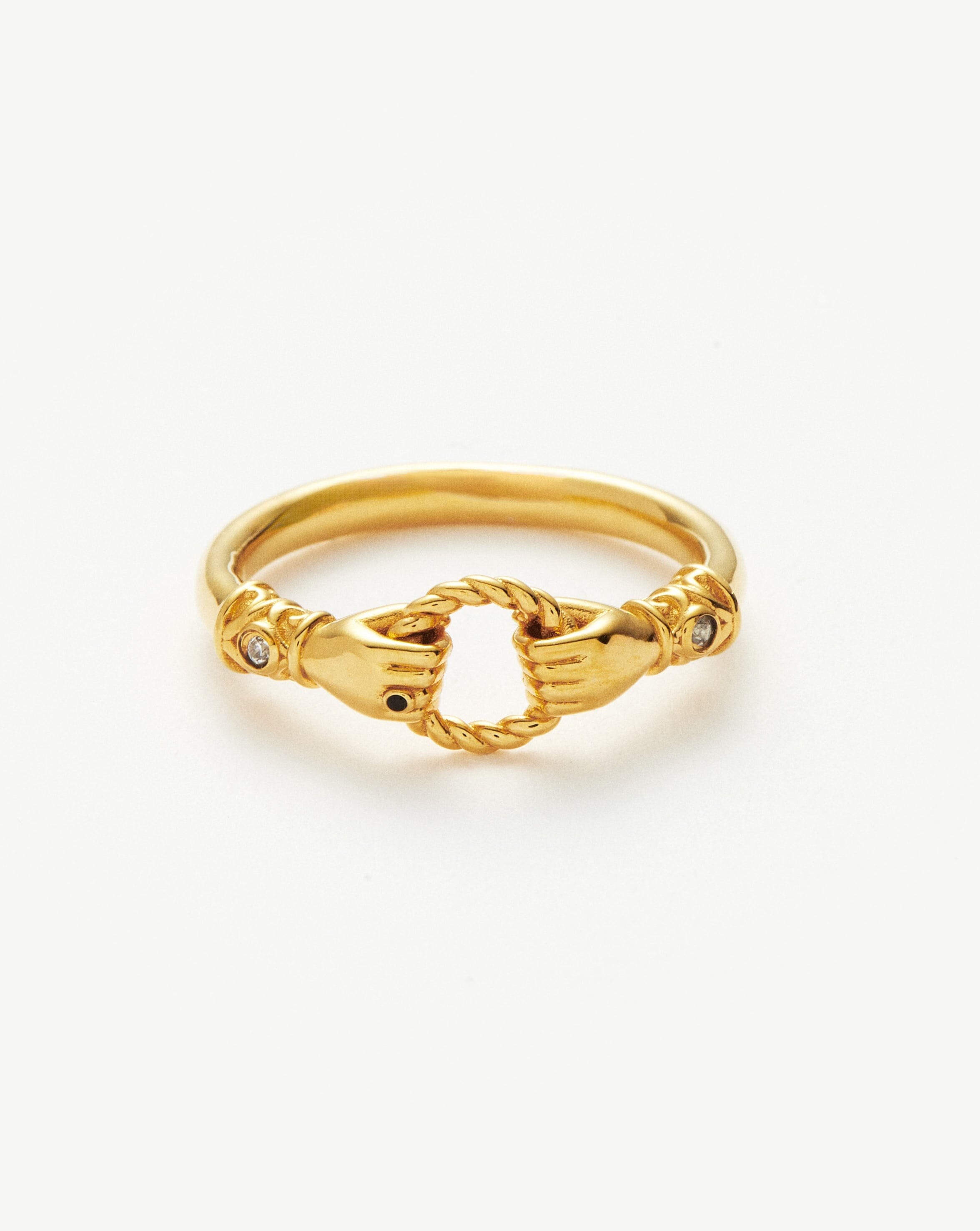 Harris Reed In Good Hands Stacking Ring | 18ct Gold Plated/Cubic Zirconia & Black Onyx Rings Missoma 