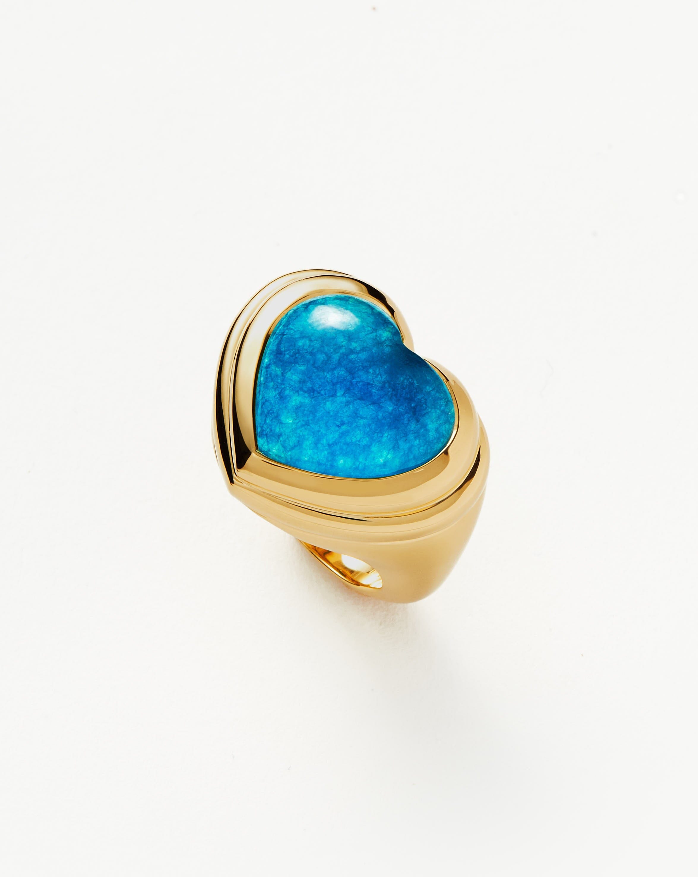 Jelly Heart Gemstone Ring | 18ct Gold Plated/Blue Quartz Rings Missoma 