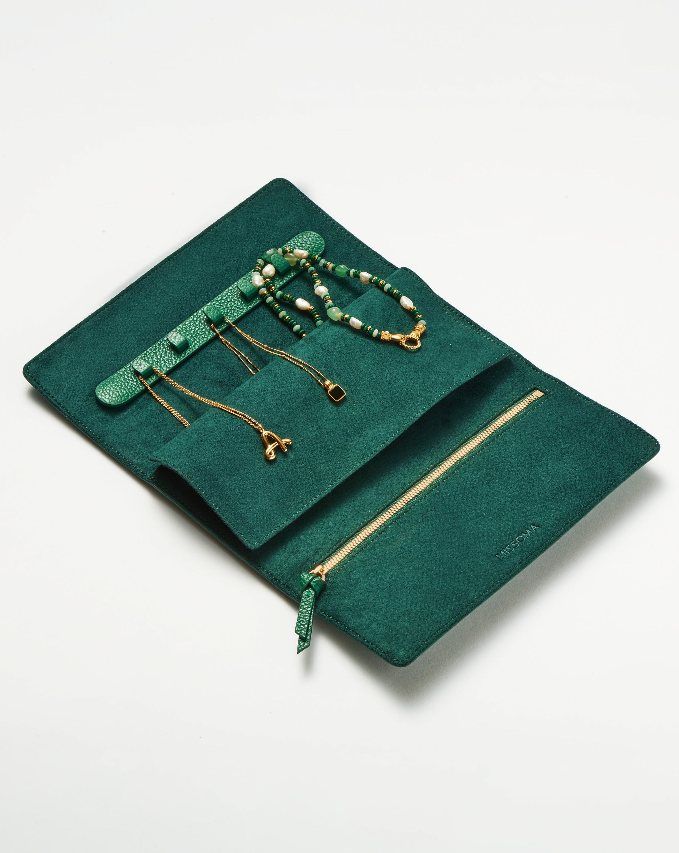 Leather Jewellery Roll | Malachite Green Accessories Missoma 