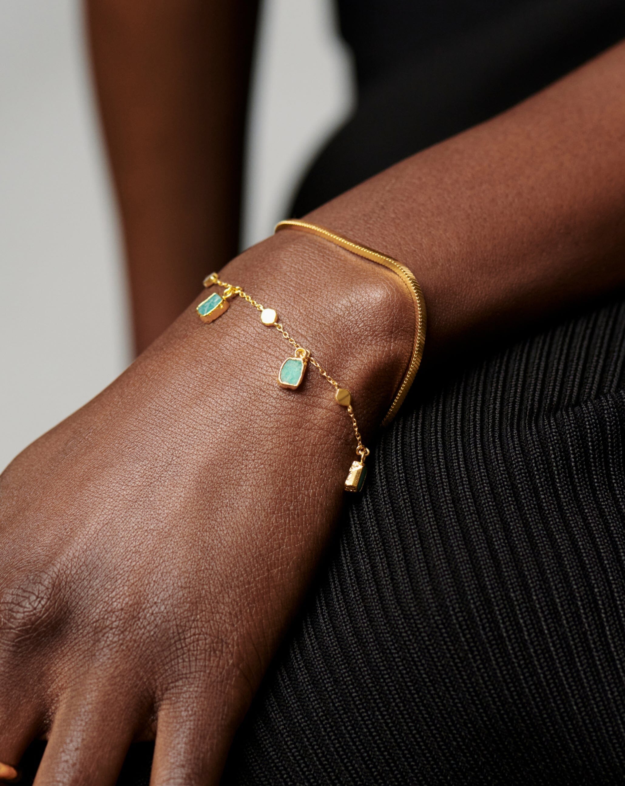 Lena Charm Bracelet | 18ct Gold Plated/Amazonite Bracelets Missoma 