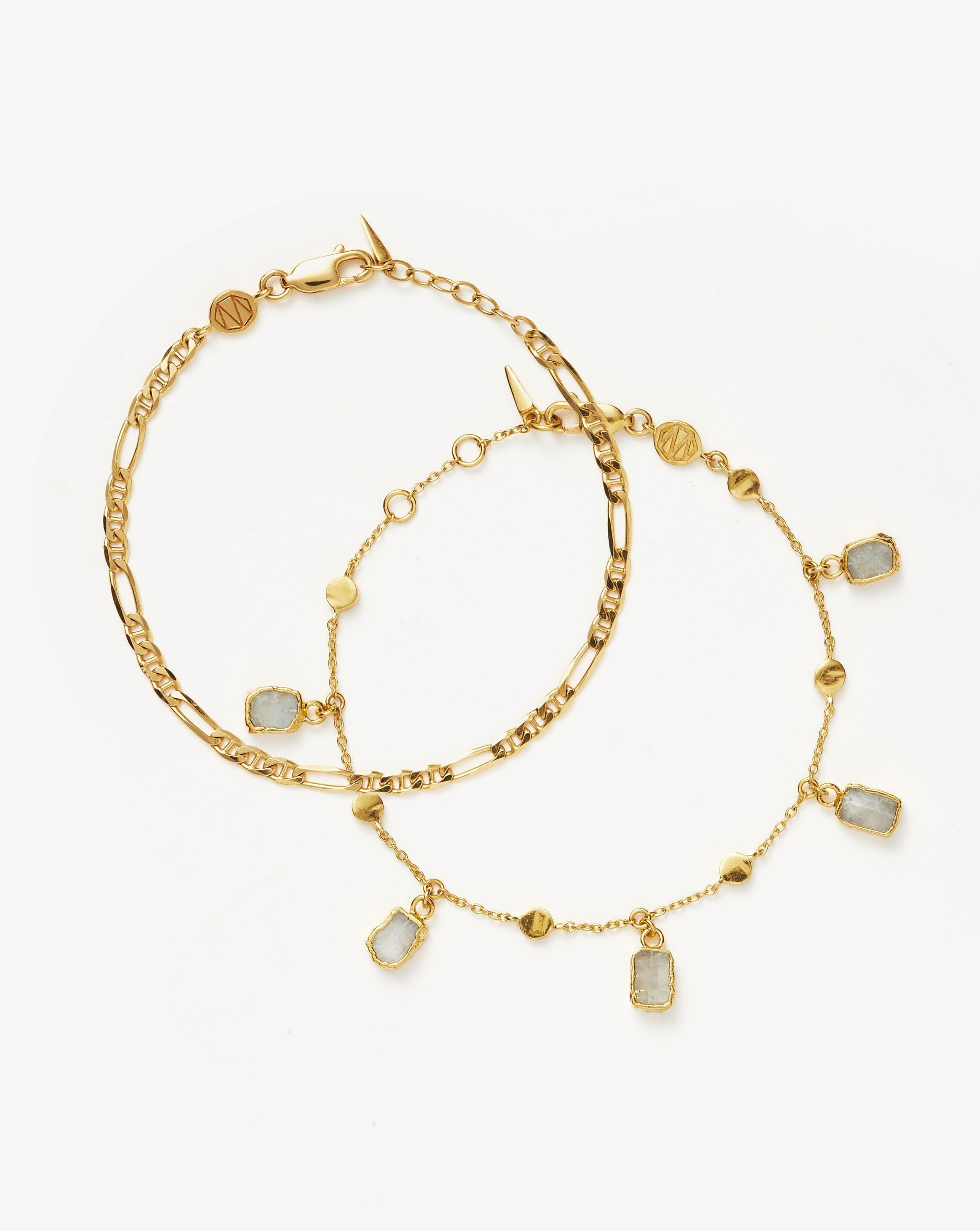 Lena Rainbow Moonstone Bracelet Set | 18ct Gold Vermeil/Rainbow Moonstone Bracelets Missoma 