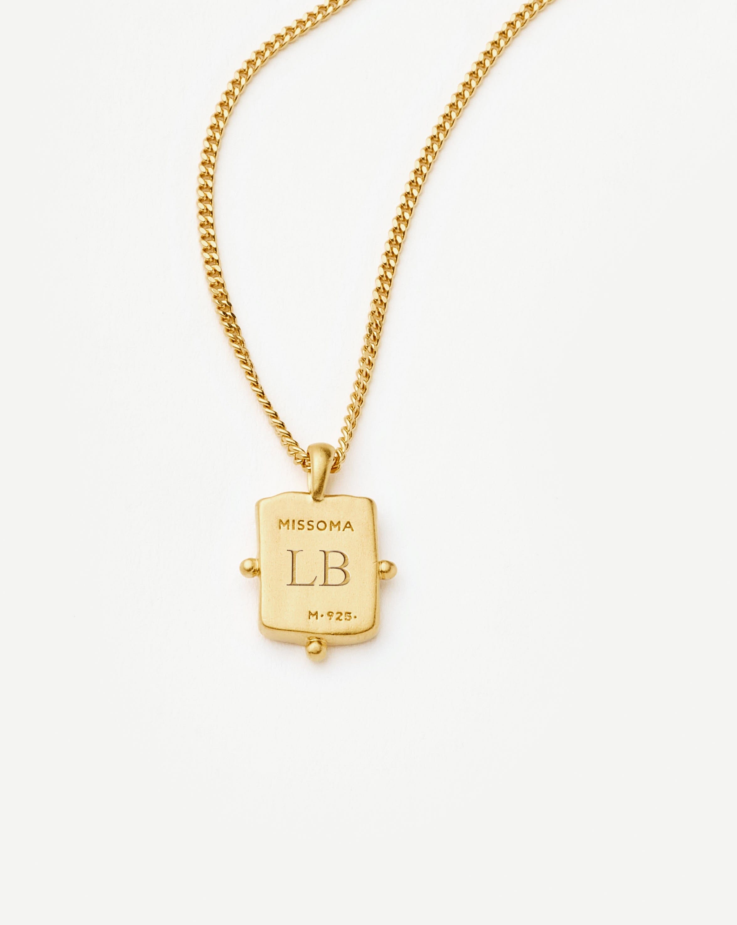 Lucy Williams Engravable Beaded Square Coin Pendant Necklace | 18ct Gold Vermeil Necklaces Missoma 