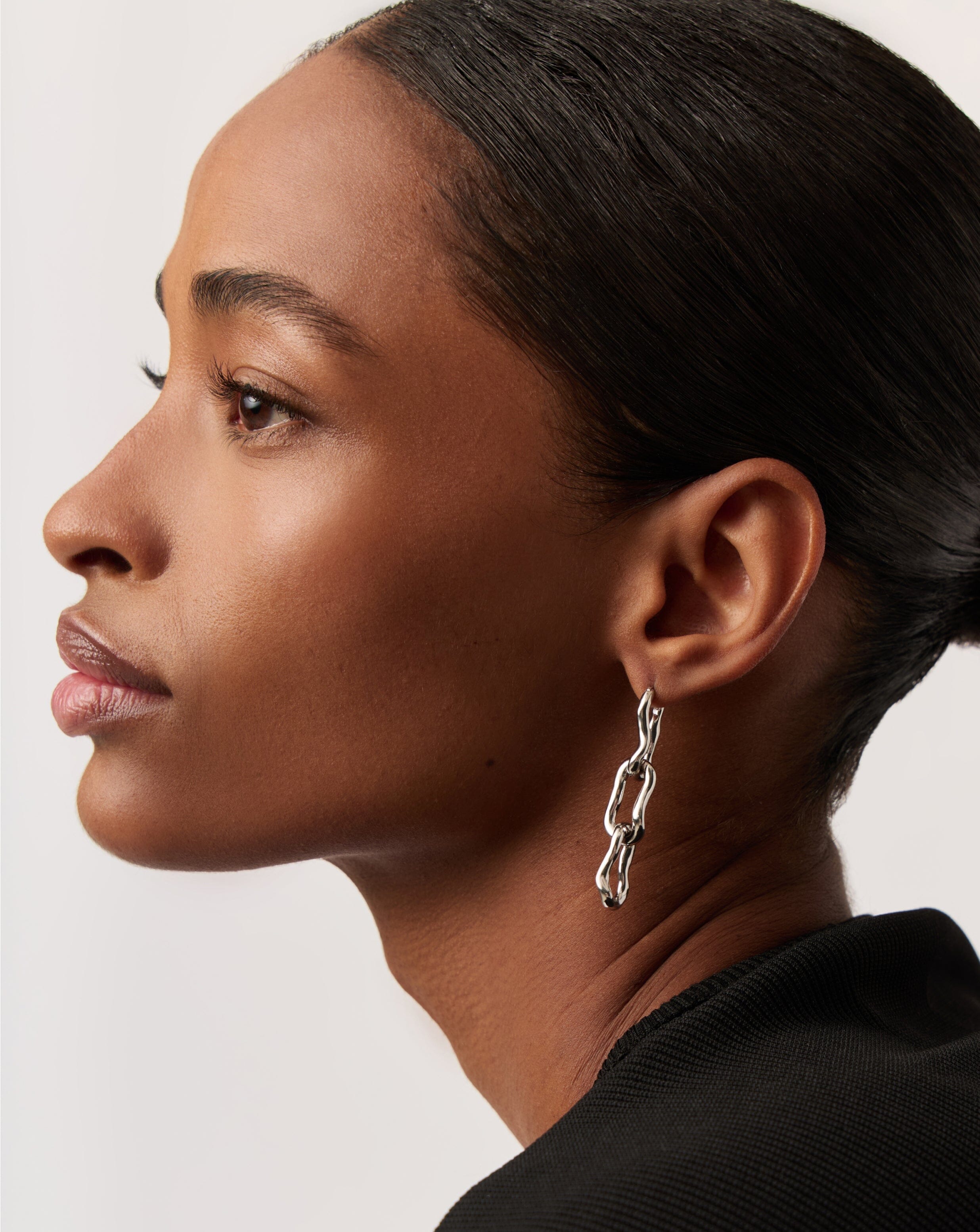 Molten Ovate Triple Drop Earrings | Rhodium Plating on Brass Earrings Missoma 